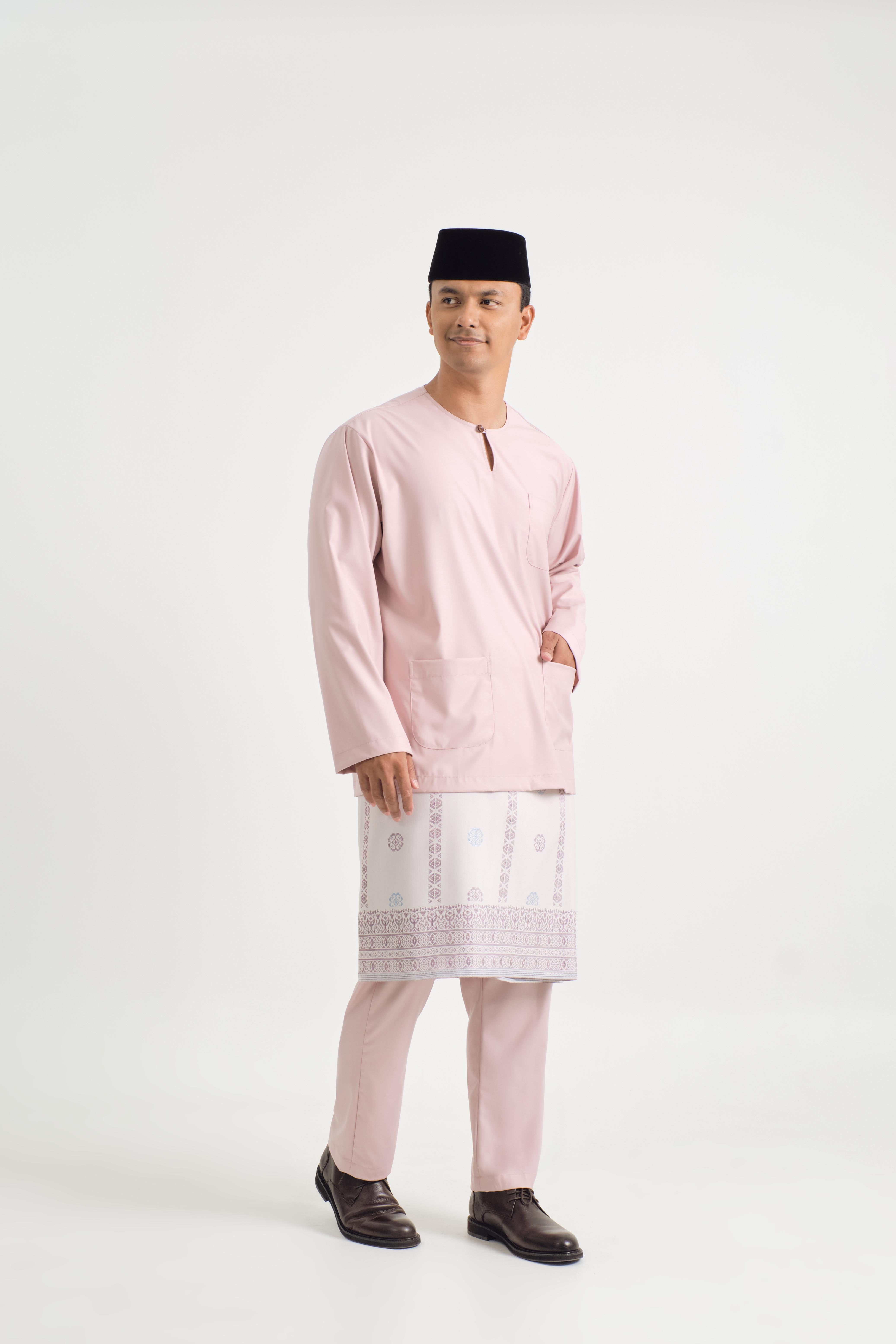 Patawali Classic Fit Baju Melayu Teluk Belanga - Soft Pink