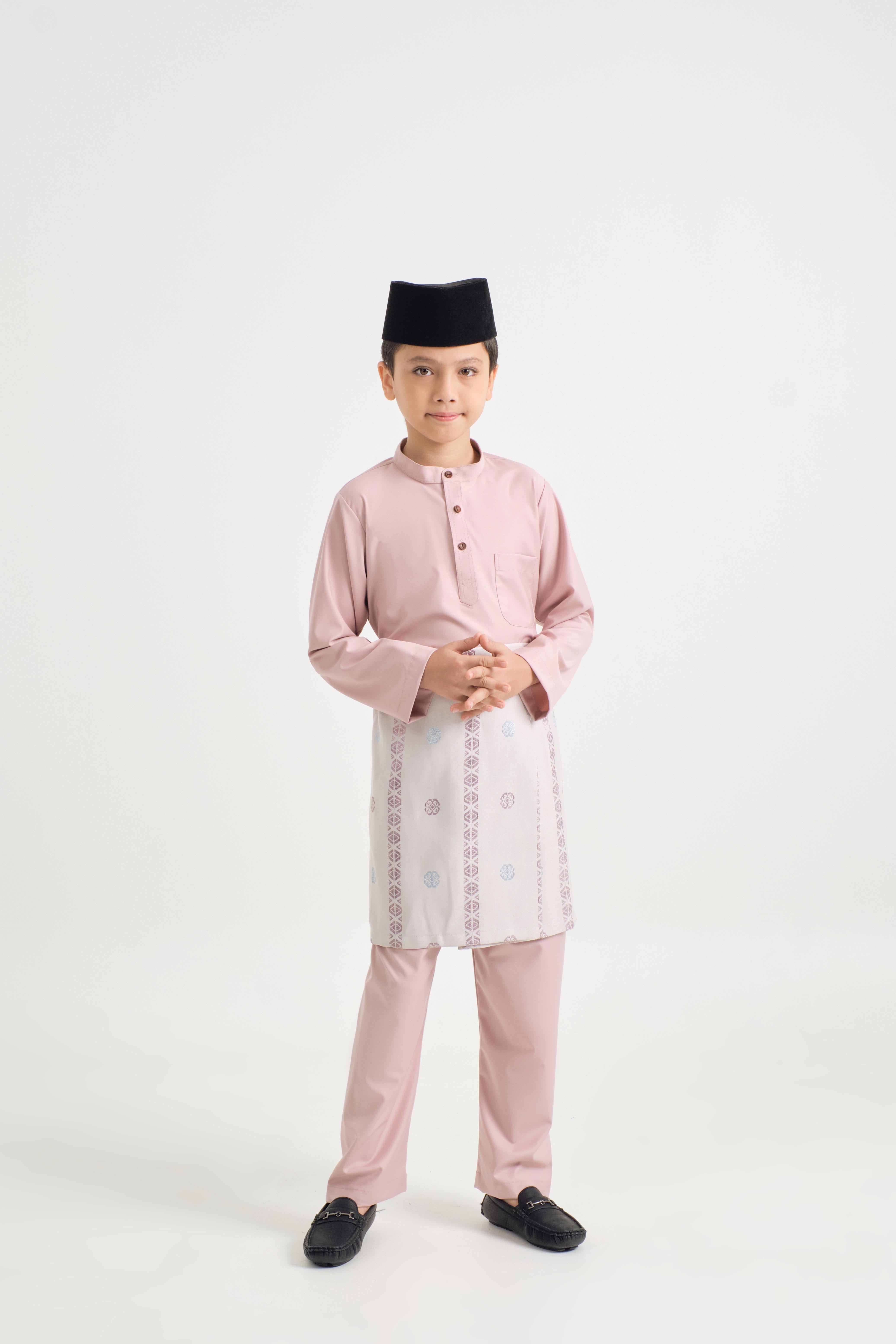 Patawali Boys Baju Melayu Cekak Musang - Soft Pink