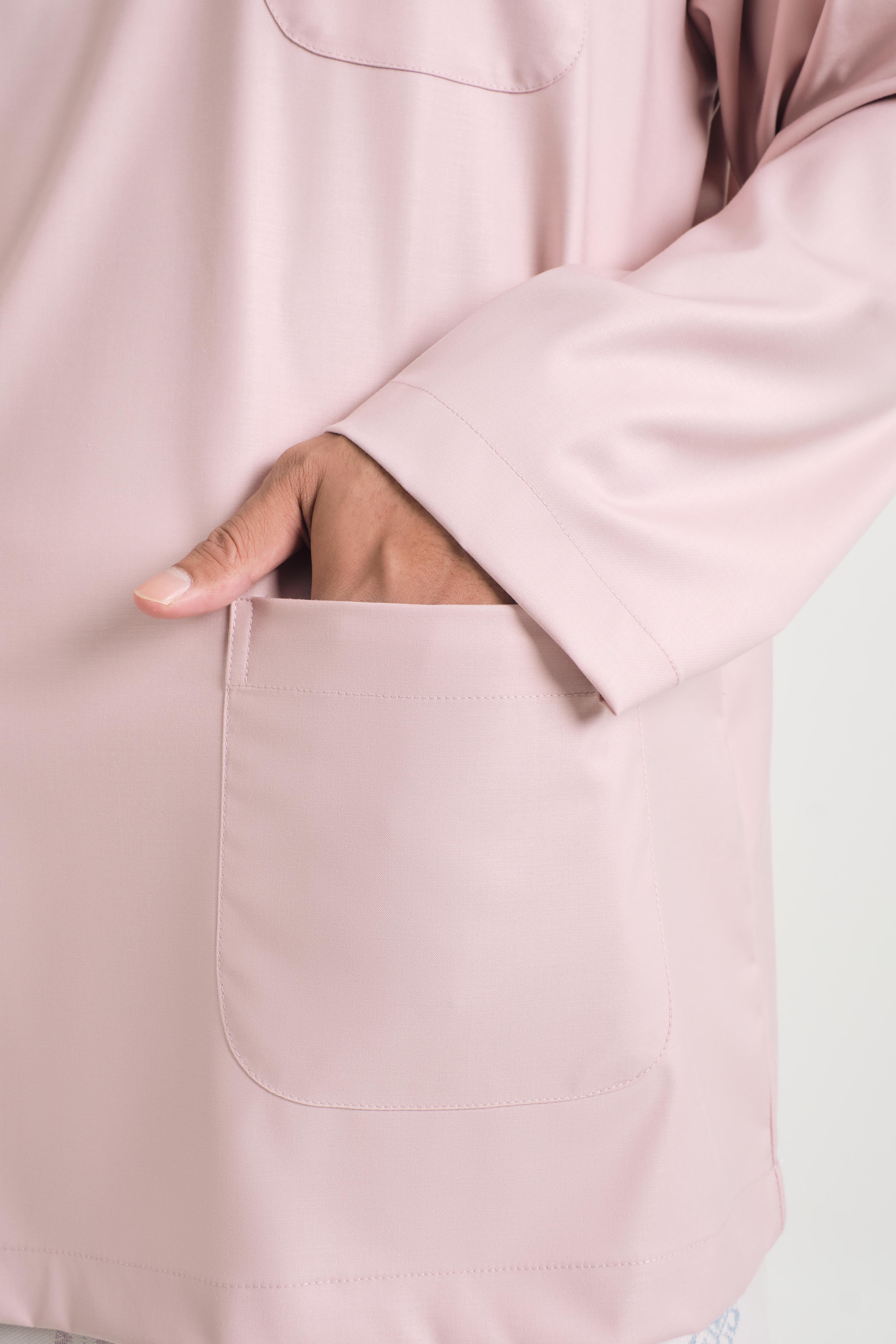 Patawali Classic Fit Baju Melayu Teluk Belanga - Soft Pink