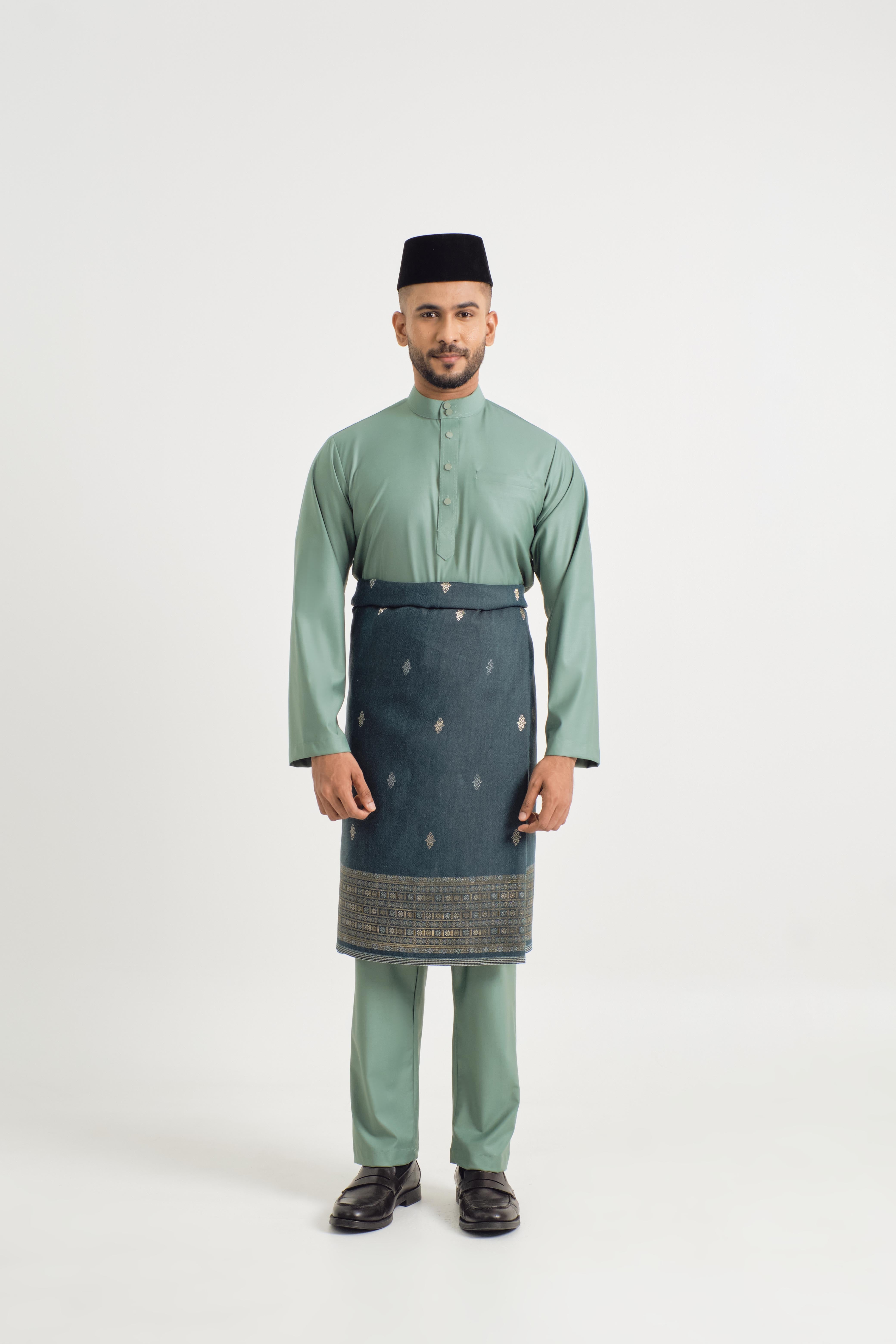 Patawali Baju Melayu Cekak Musang - Soft Teal Green