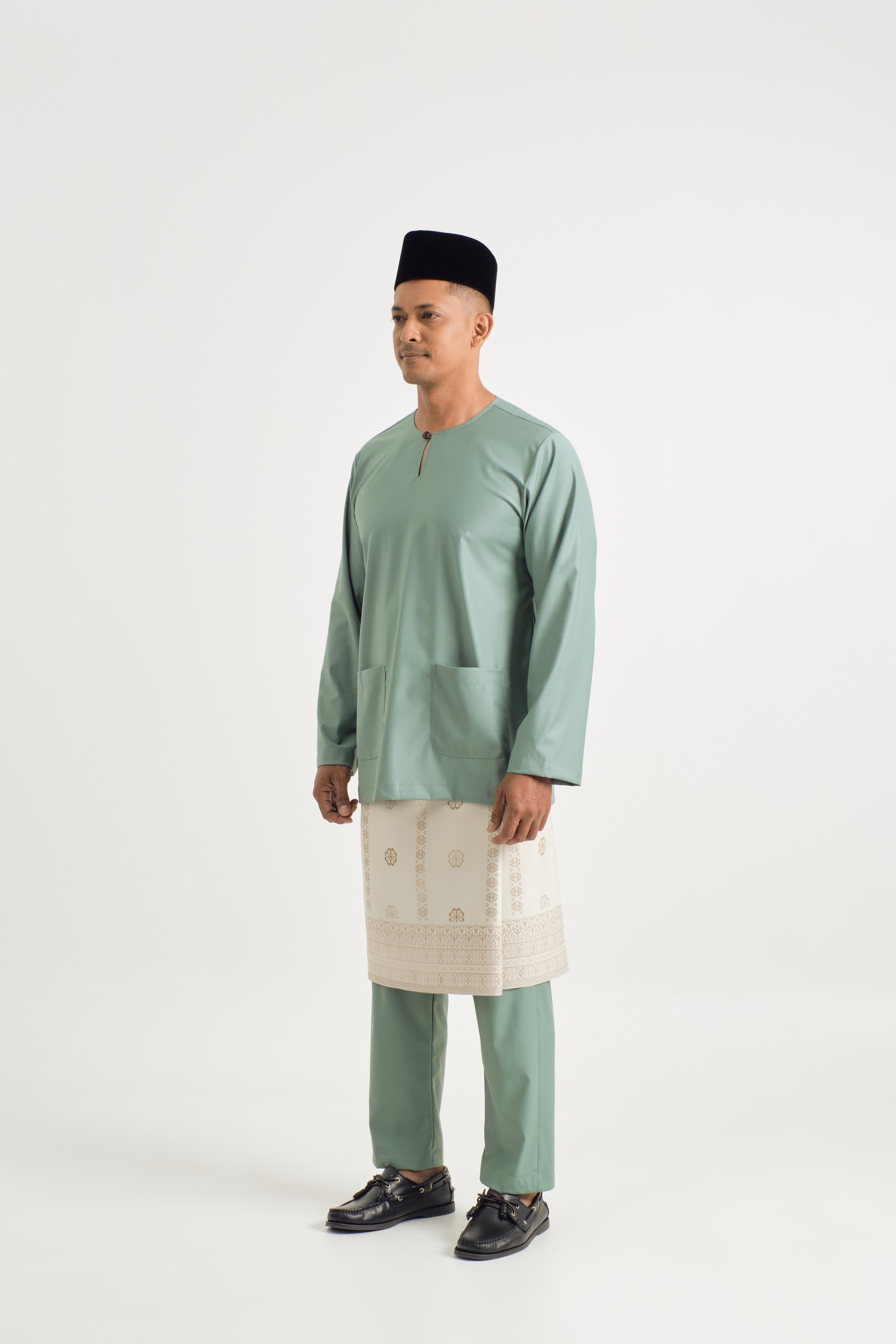 Patawali Modern Fit Baju Melayu Teluk Belanga - Soft Teal Green