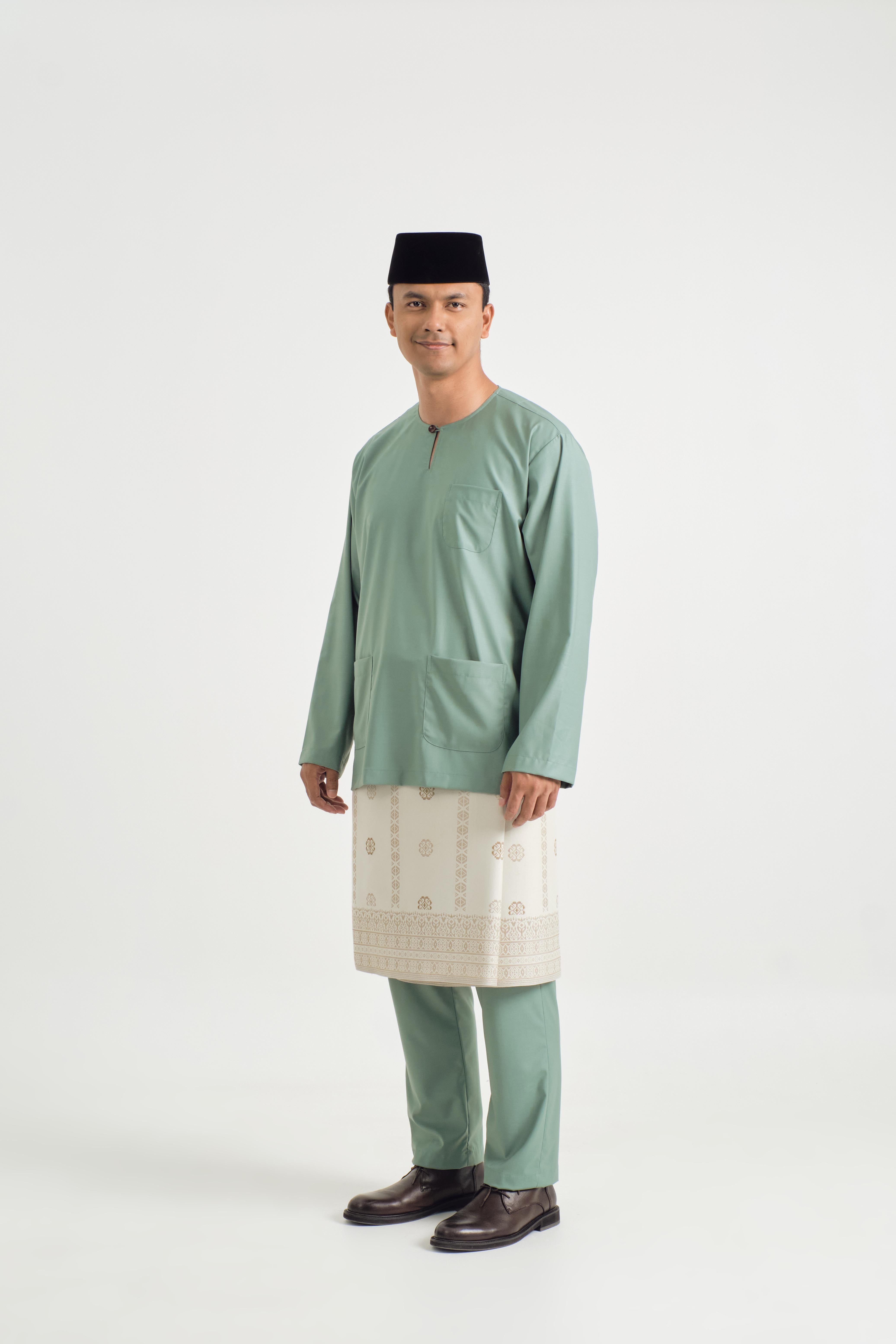 Patawali Classic Fit Baju Melayu Teluk Belanga - Soft Teal Green