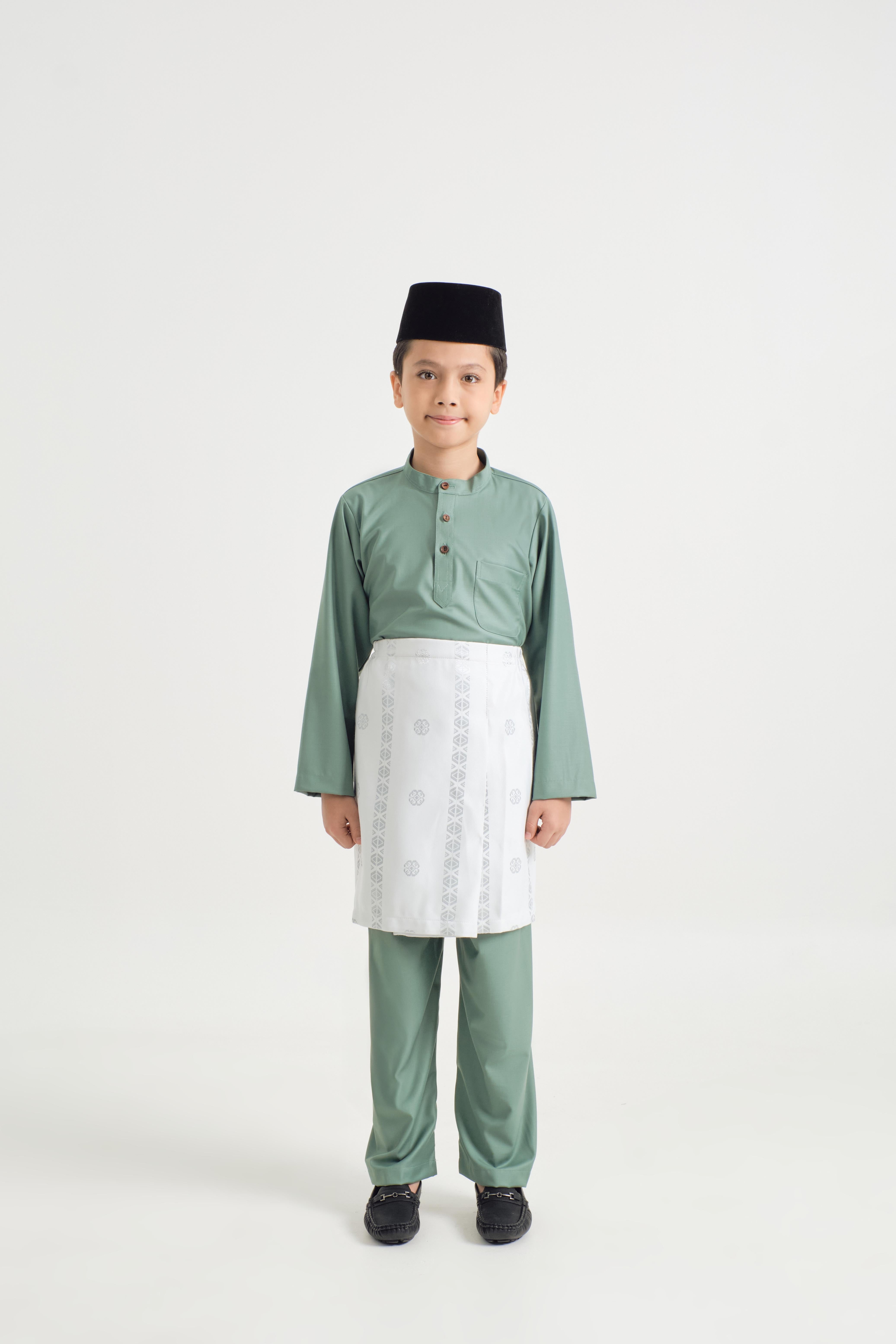 Patawali Boys Baju Melayu Cekak Musang - Soft Teal Green