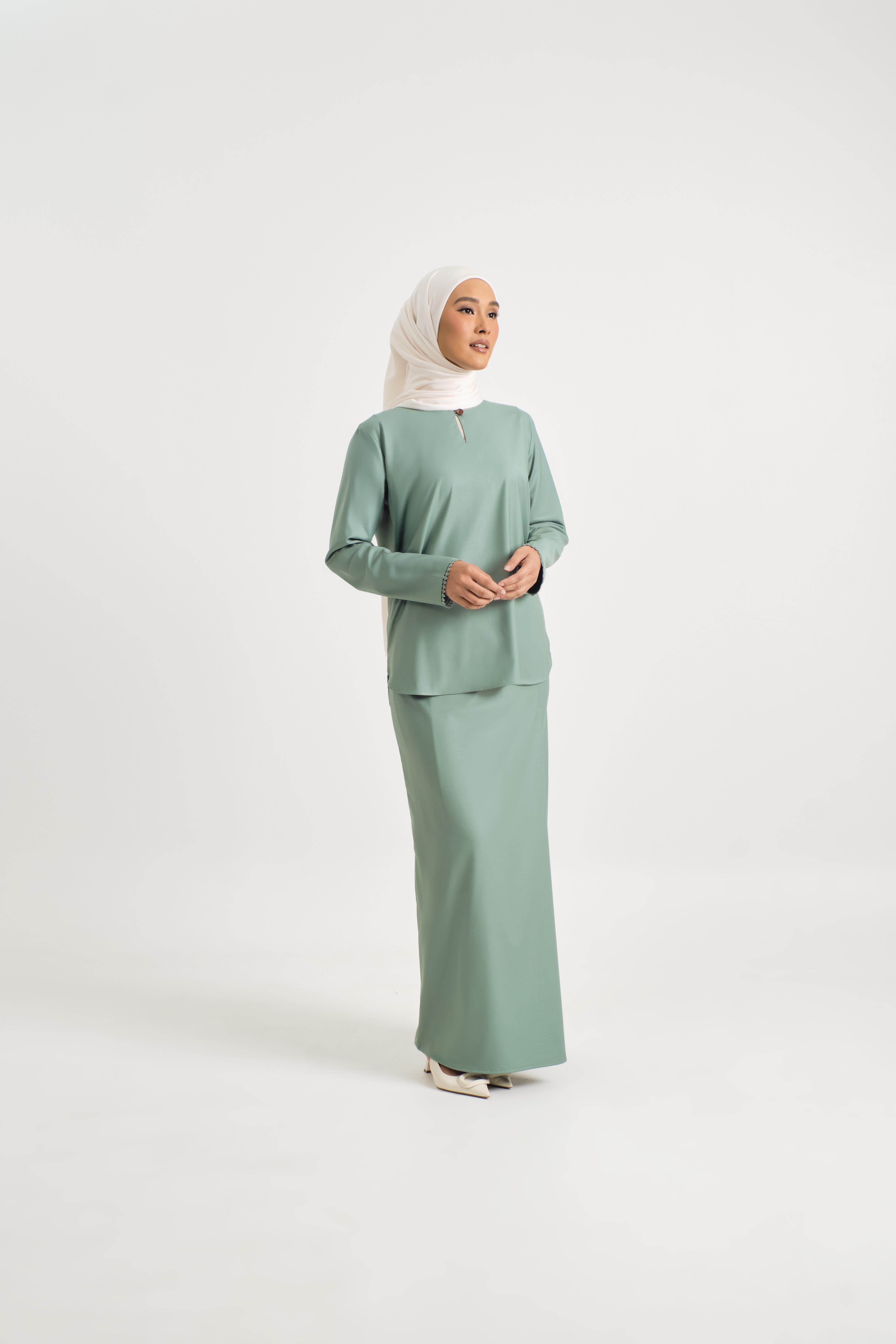 Patawali Baju Kurung - Soft Teal Green