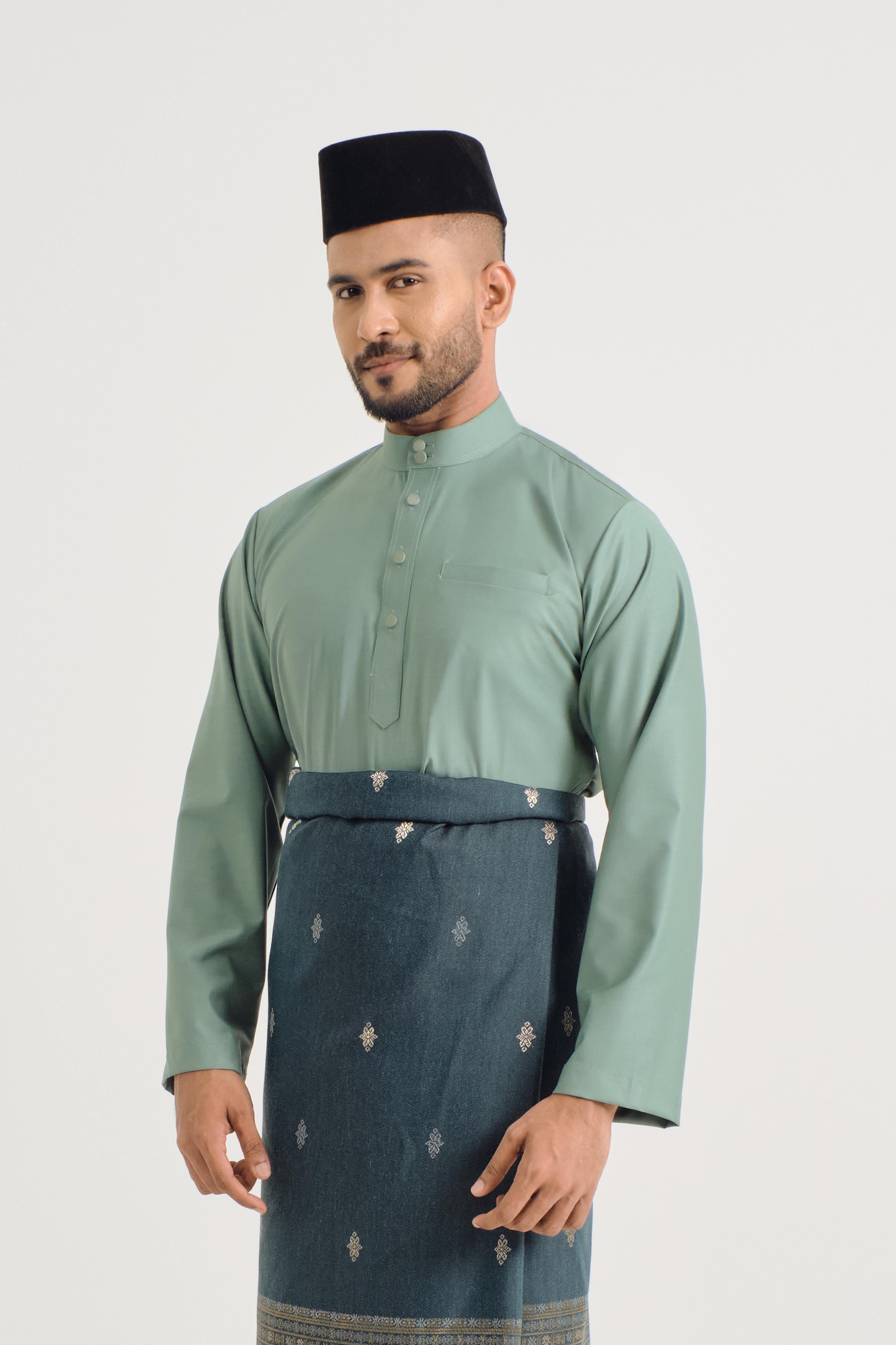 Patawali Baju Melayu Cekak Musang - Soft Teal Green