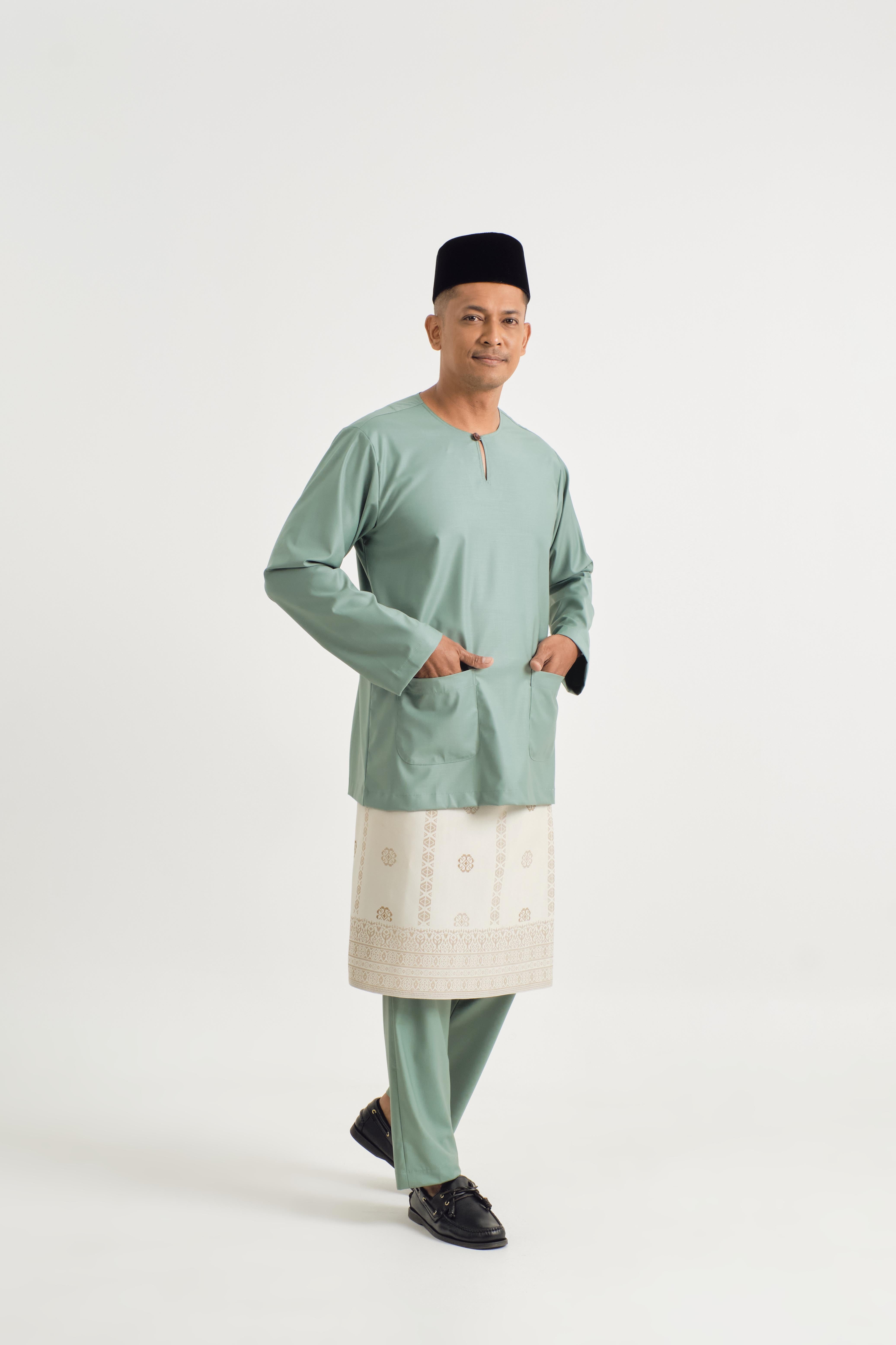 Patawali Modern Fit Baju Melayu Teluk Belanga - Soft Teal Green