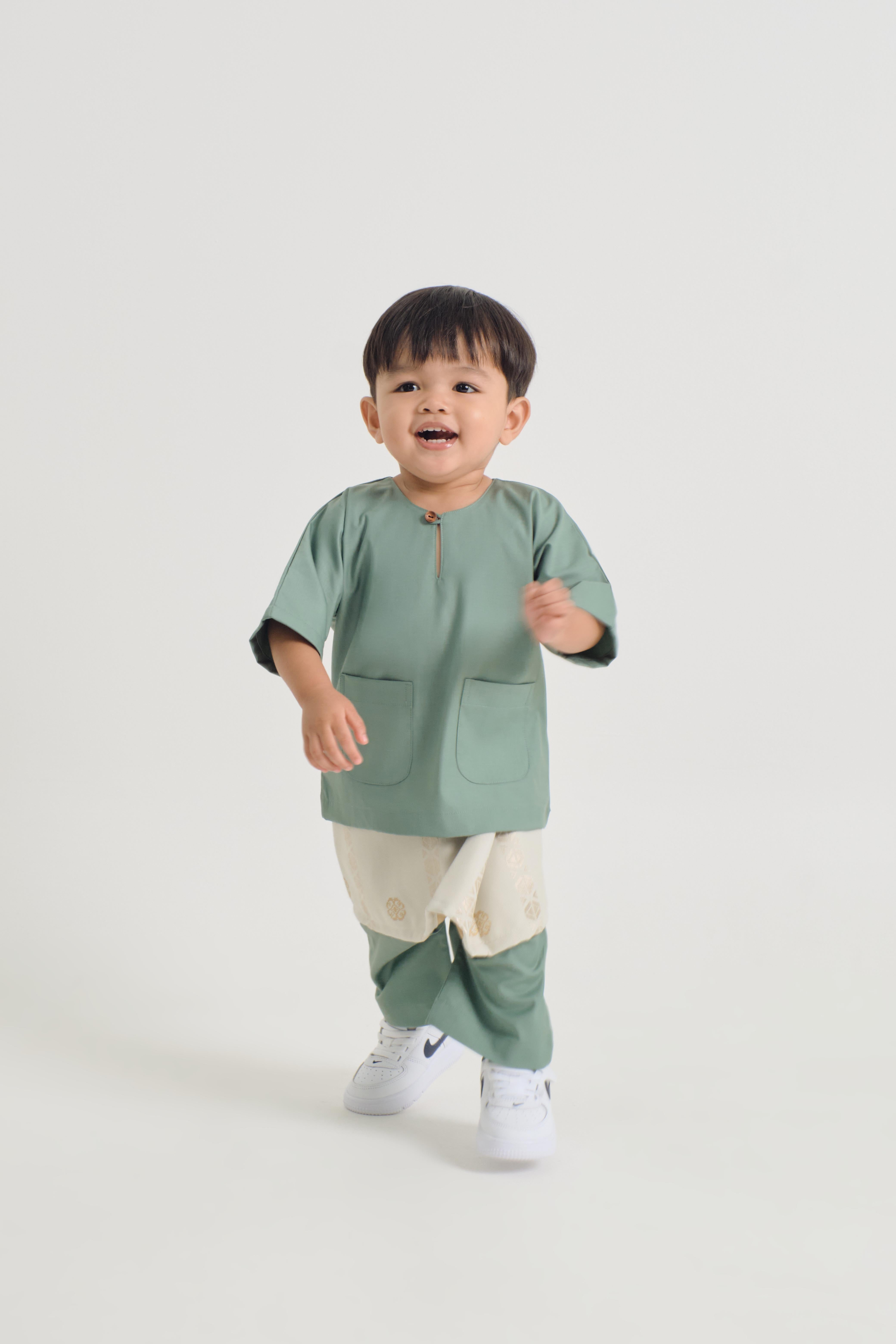 Patawali Baby Boys Baju Melayu Teluk Belanga - Soft Teal Green