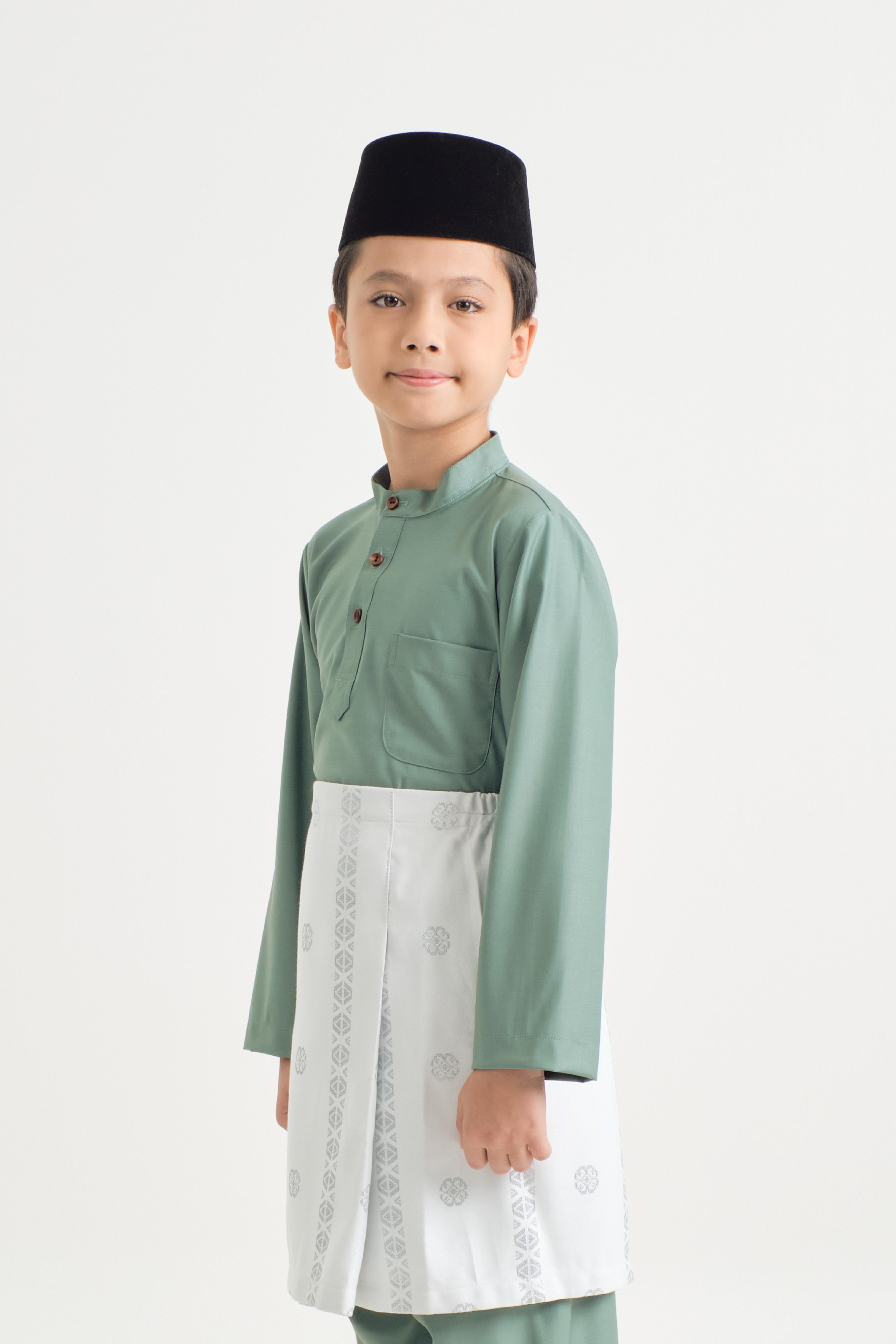 Patawali Boys Baju Melayu Cekak Musang - Soft Teal Green