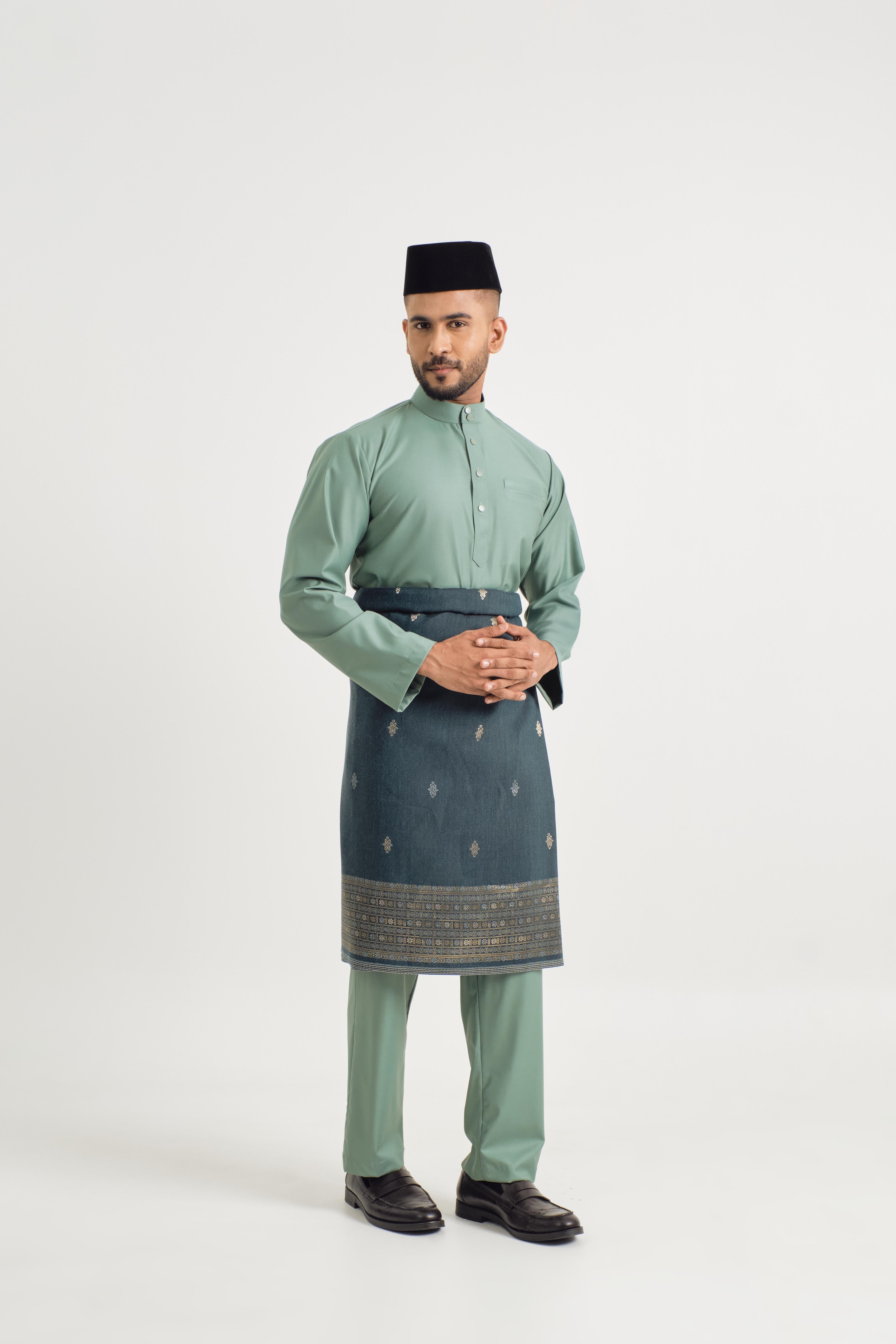 Patawali Baju Melayu Cekak Musang - Soft Teal Green