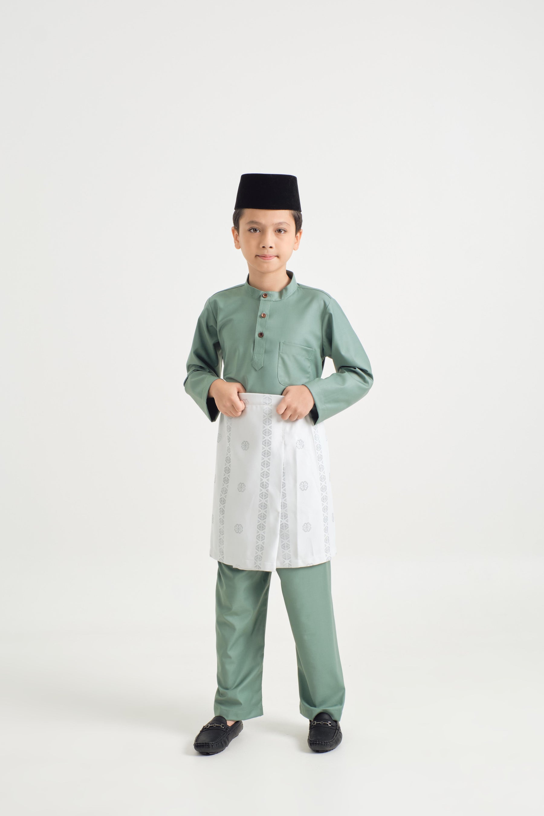 Patawali Boys Baju Melayu Cekak Musang - Soft Teal Green