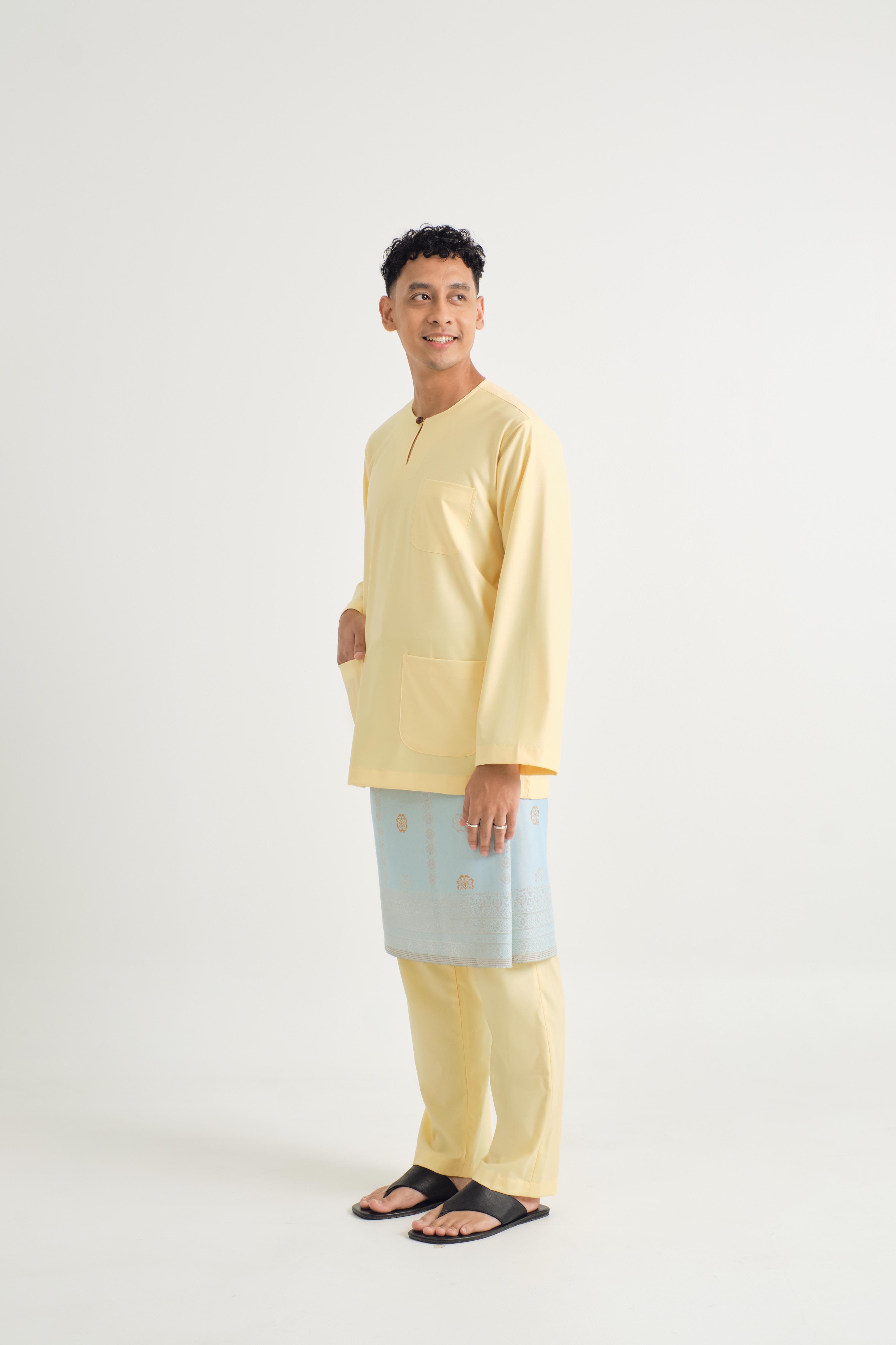 Patawali Classic Fit Baju Melayu Teluk Belanga - Soft Yellow