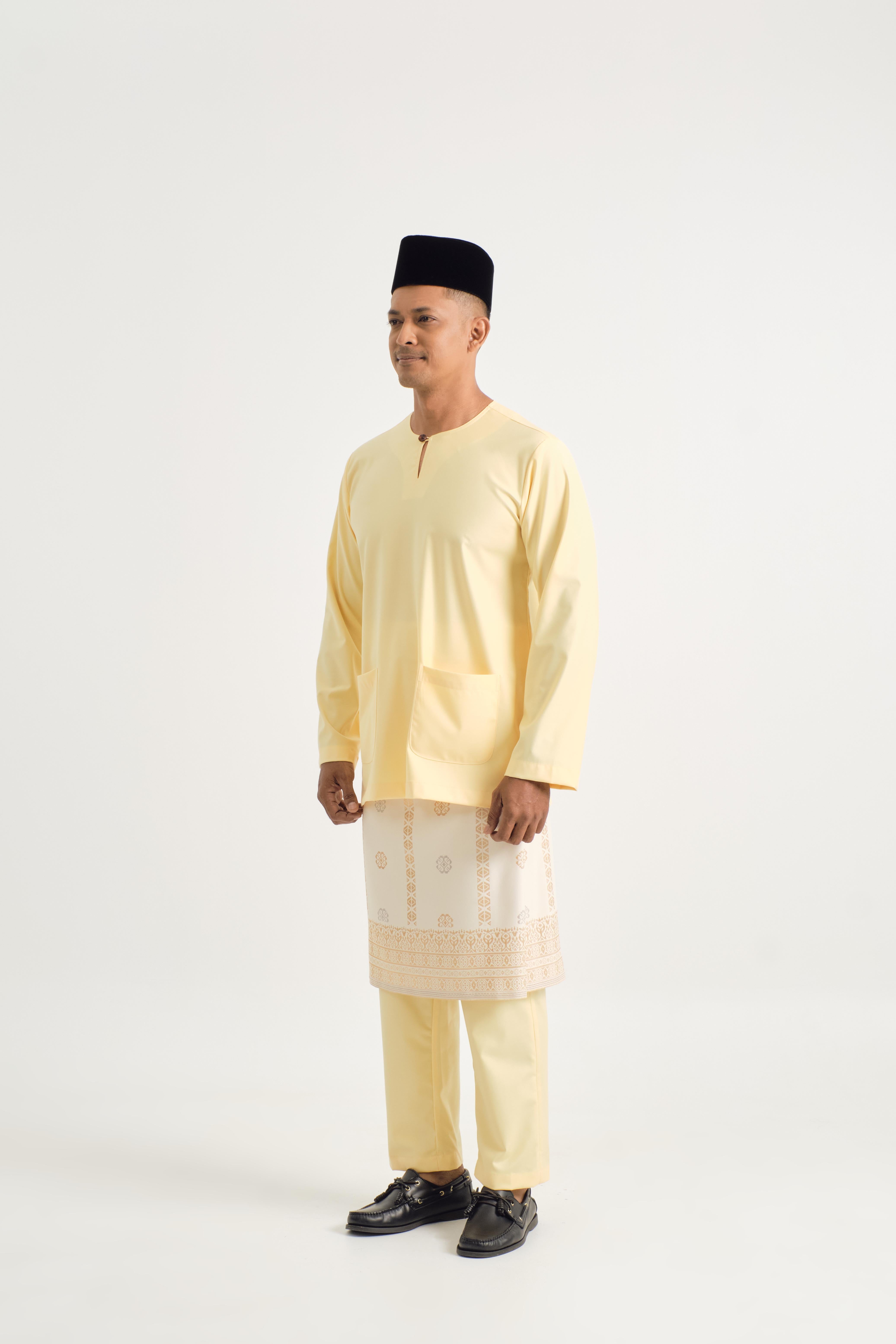 Patawali Modern Fit Baju Melayu Teluk Belanga - Soft Yellow