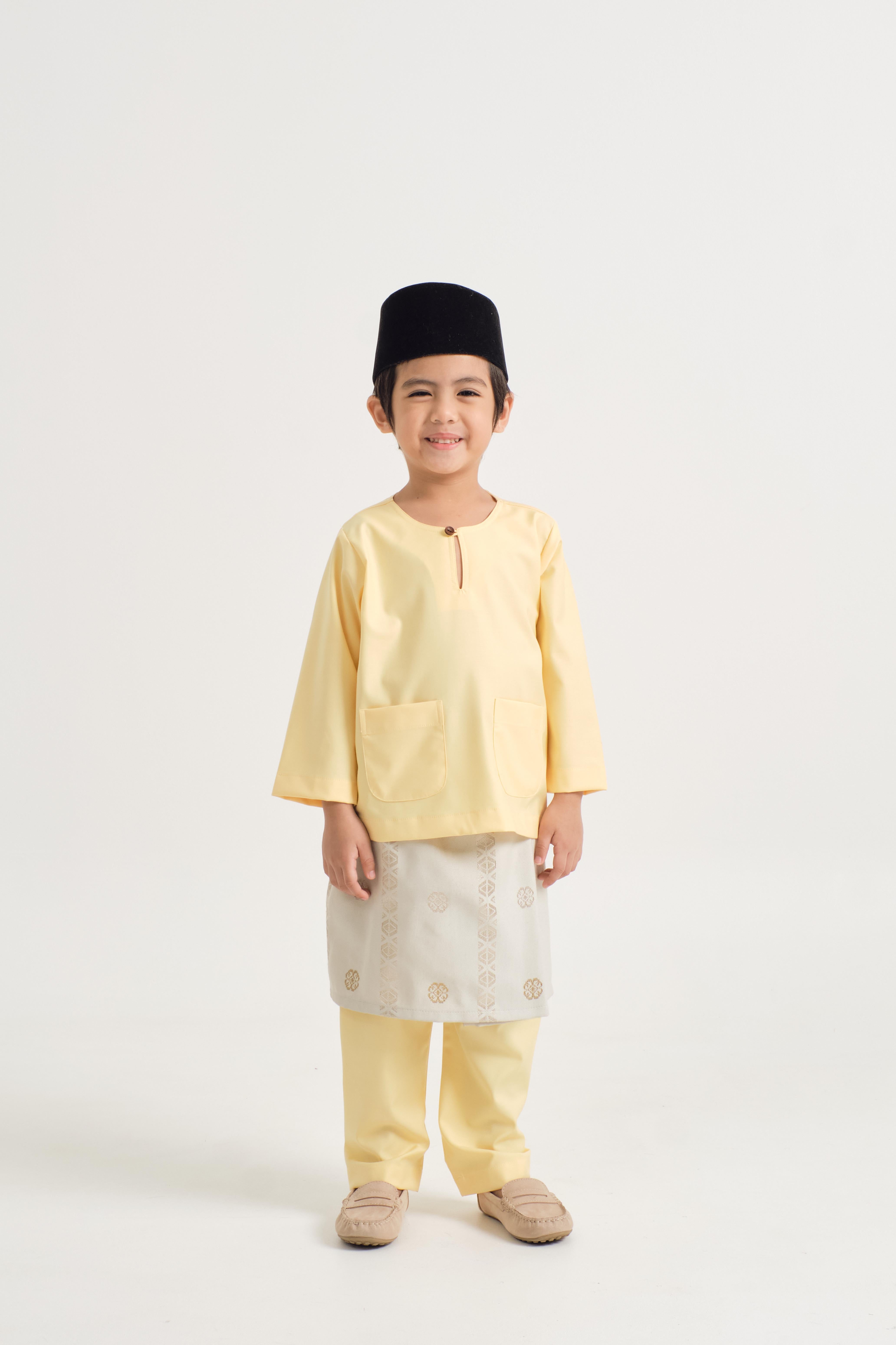 Patawali Boys Baju Melayu Teluk Belanga - Soft Yellow