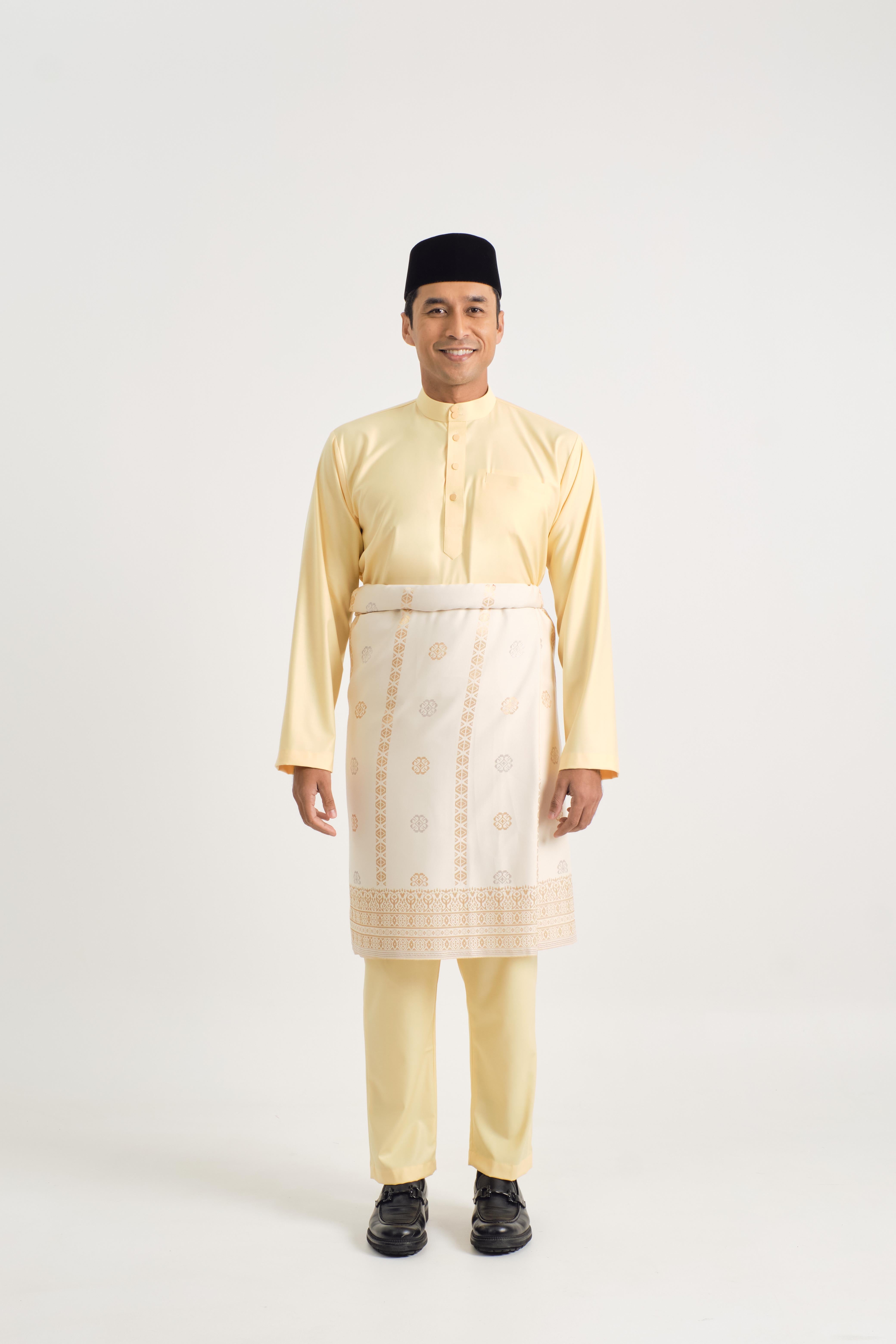 Patawali Baju Melayu Cekak Musang - Soft Yellow