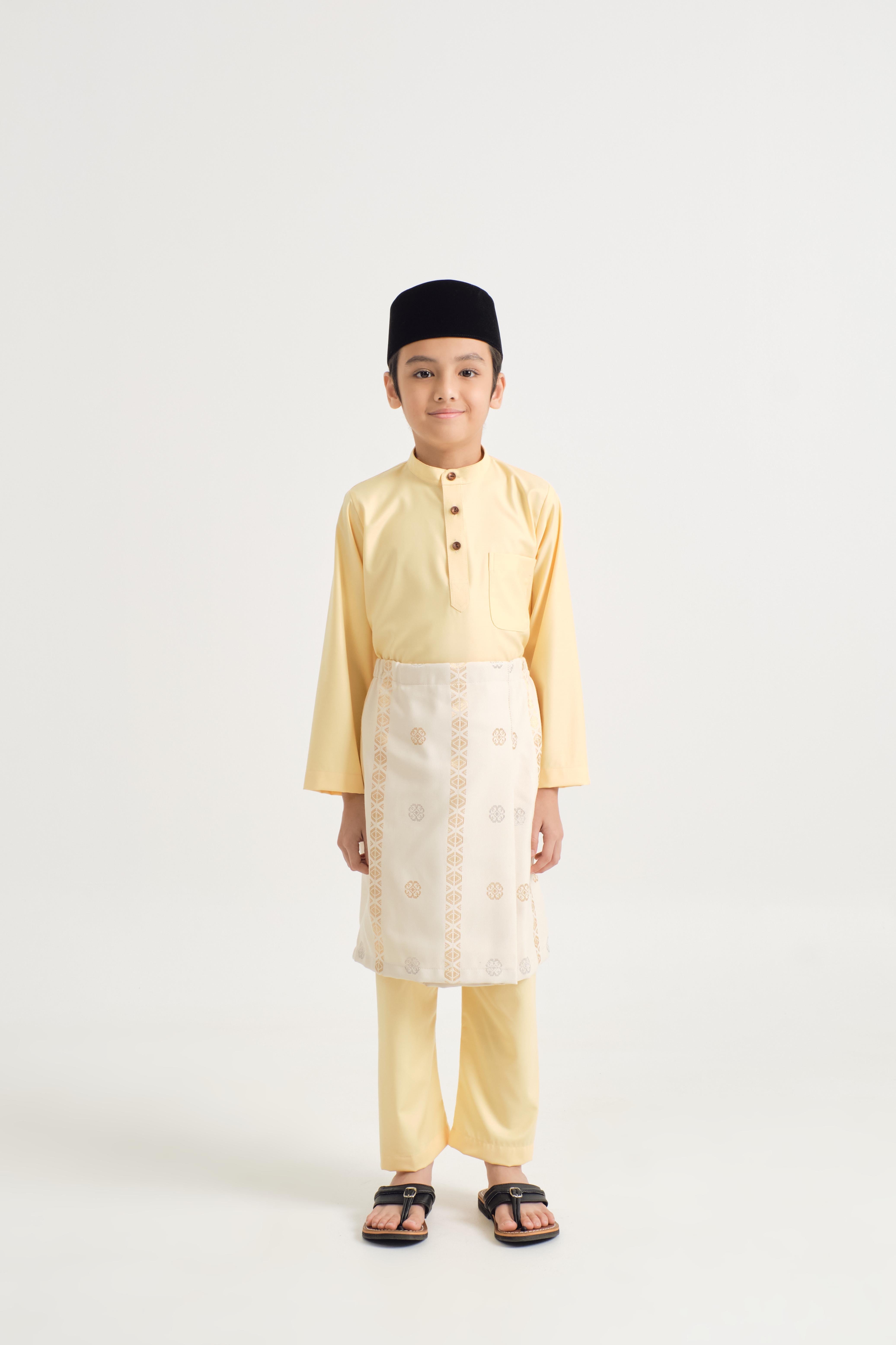 Patawali Boys Baju Melayu Cekak Musang - Soft Yellow