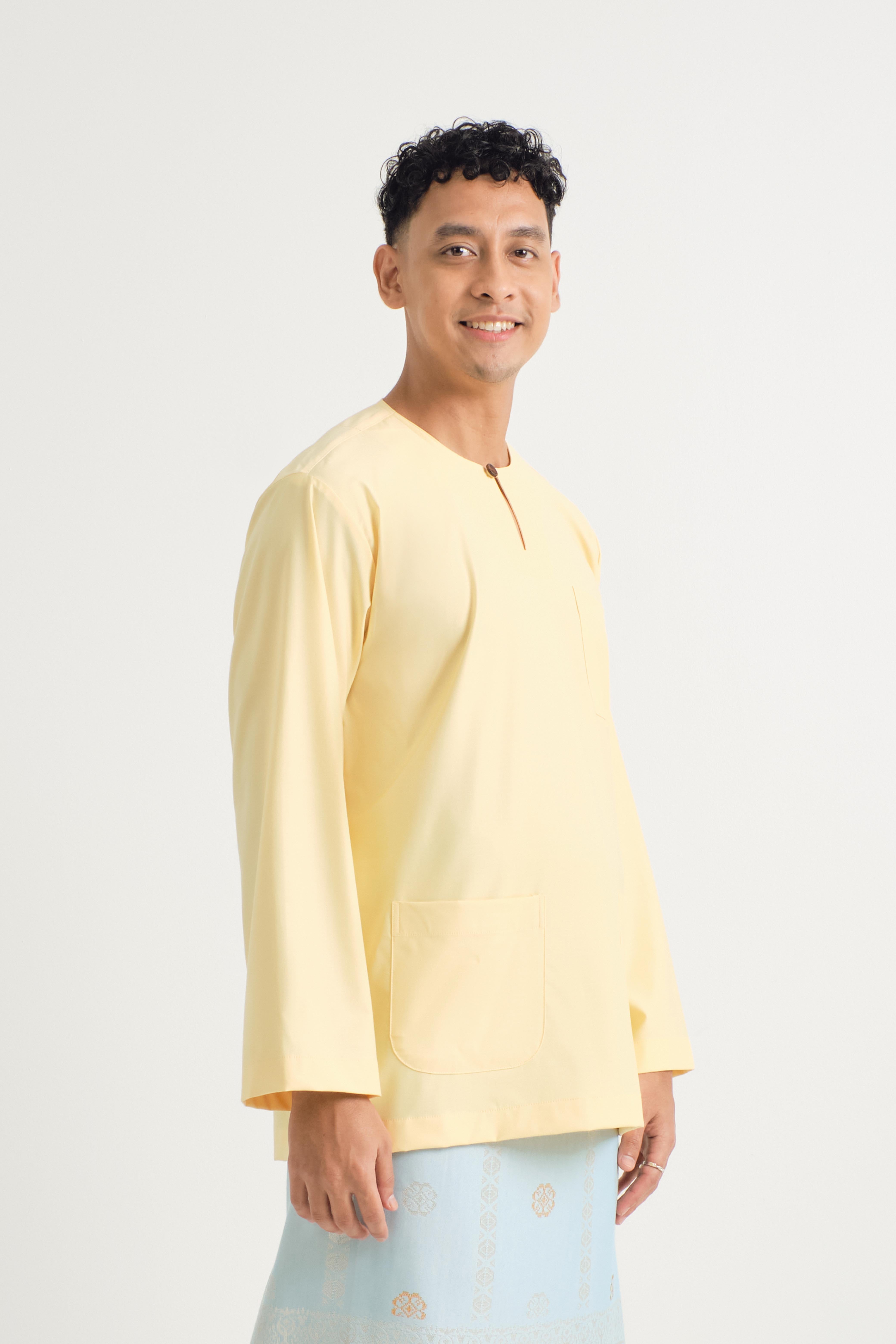 Patawali Classic Fit Baju Melayu Teluk Belanga - Soft Yellow