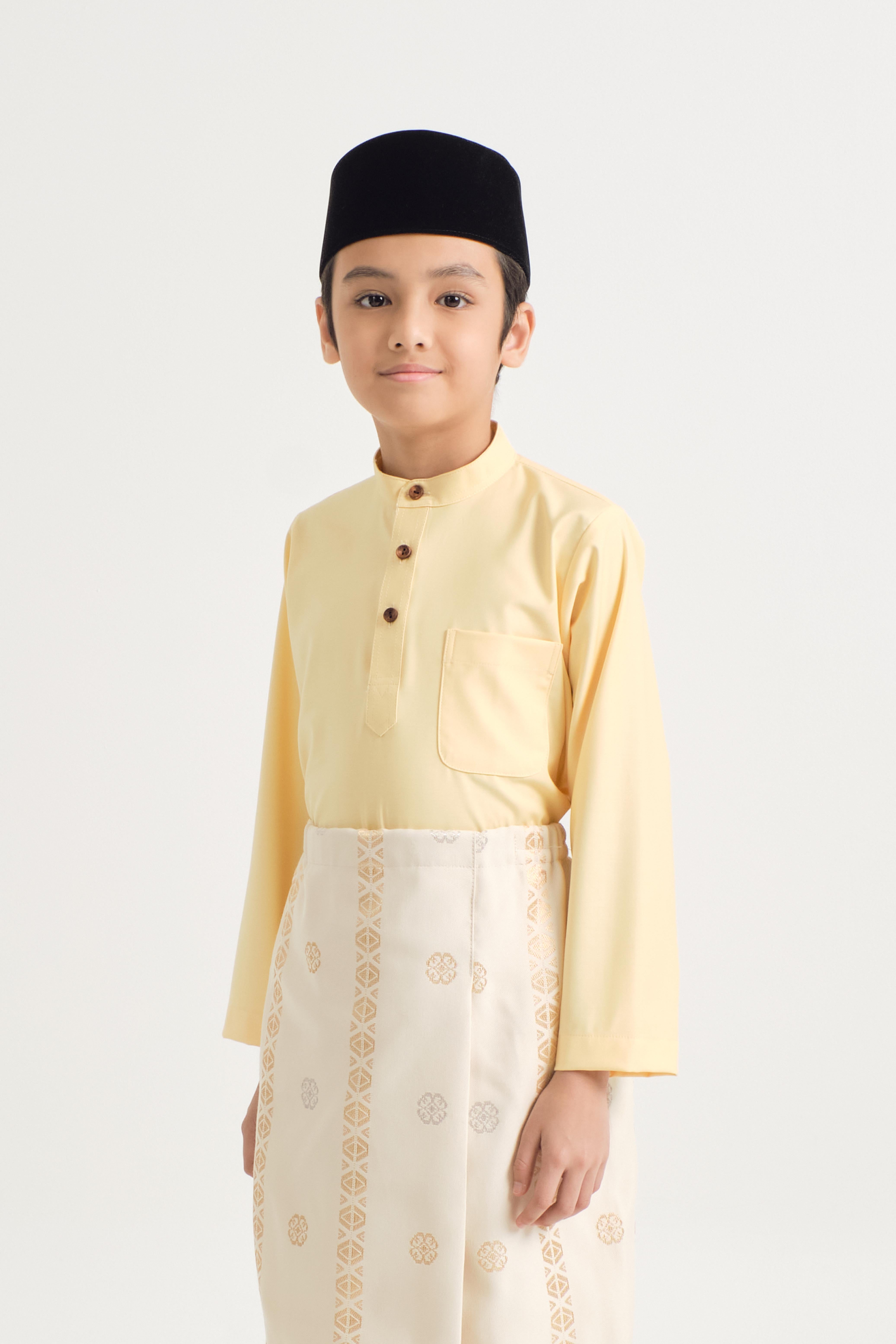 Patawali Boys Baju Melayu Cekak Musang - Soft Yellow