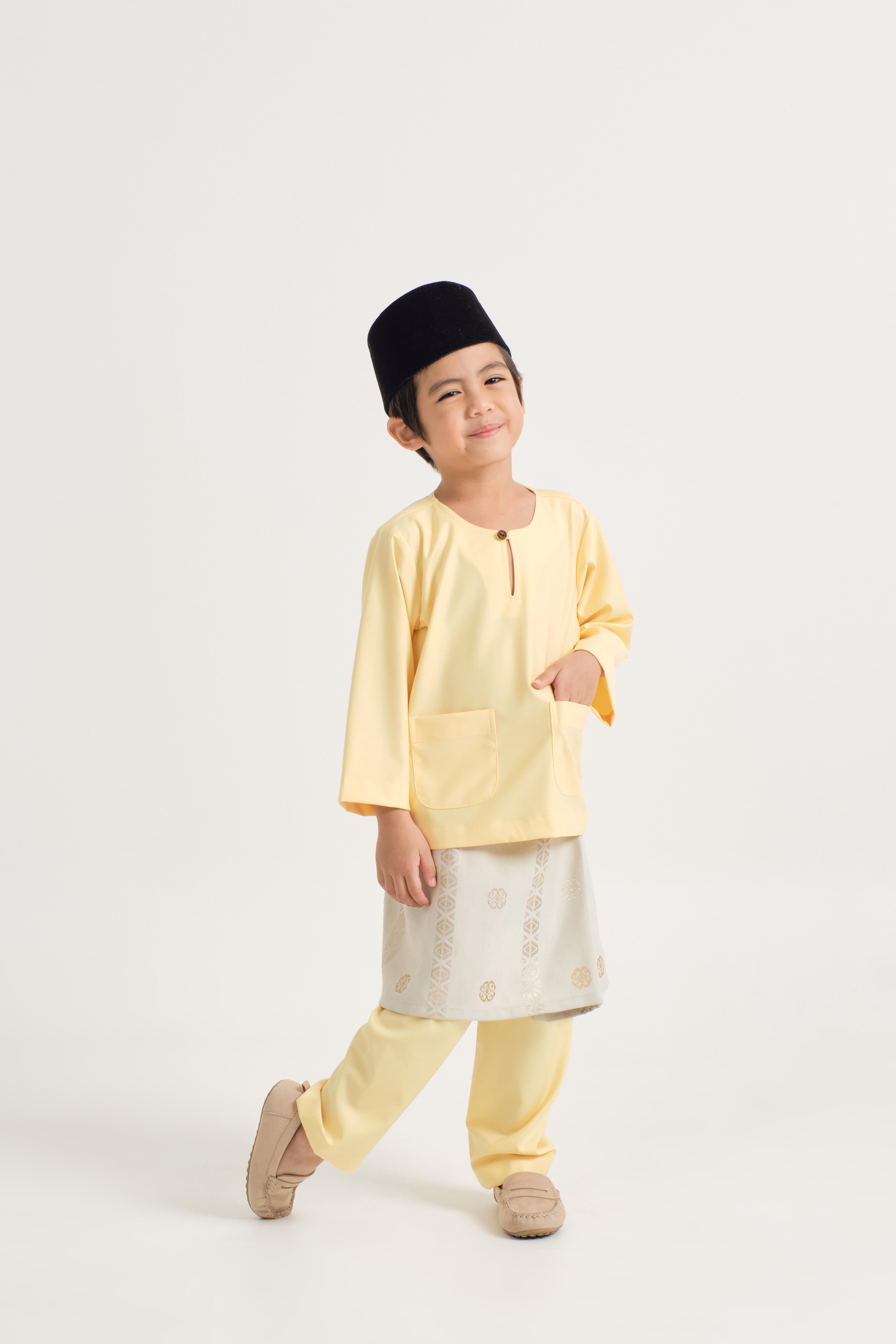 Patawali Boys Baju Melayu Teluk Belanga - Soft Yellow