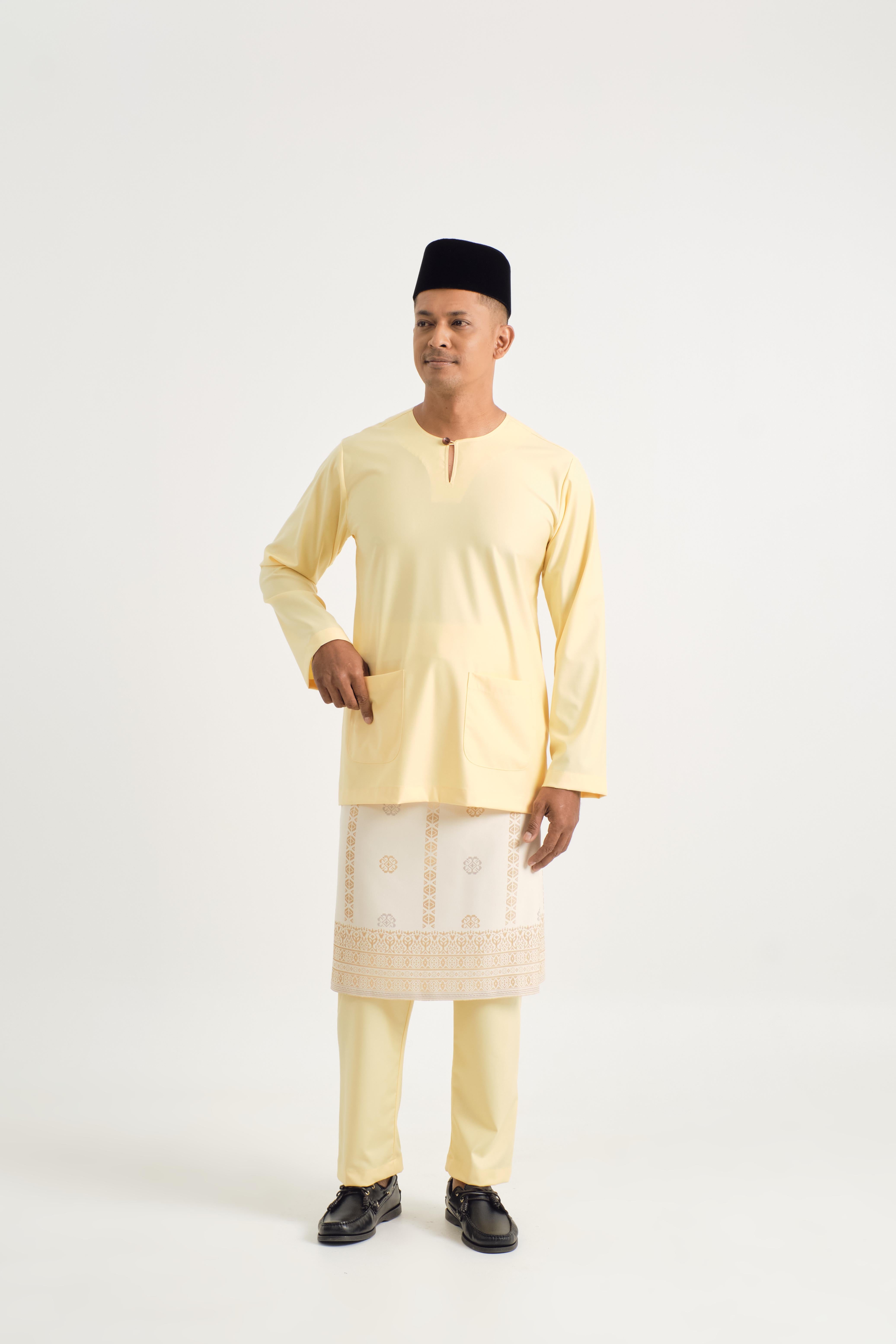 Patawali Modern Fit Baju Melayu Teluk Belanga - Soft Yellow