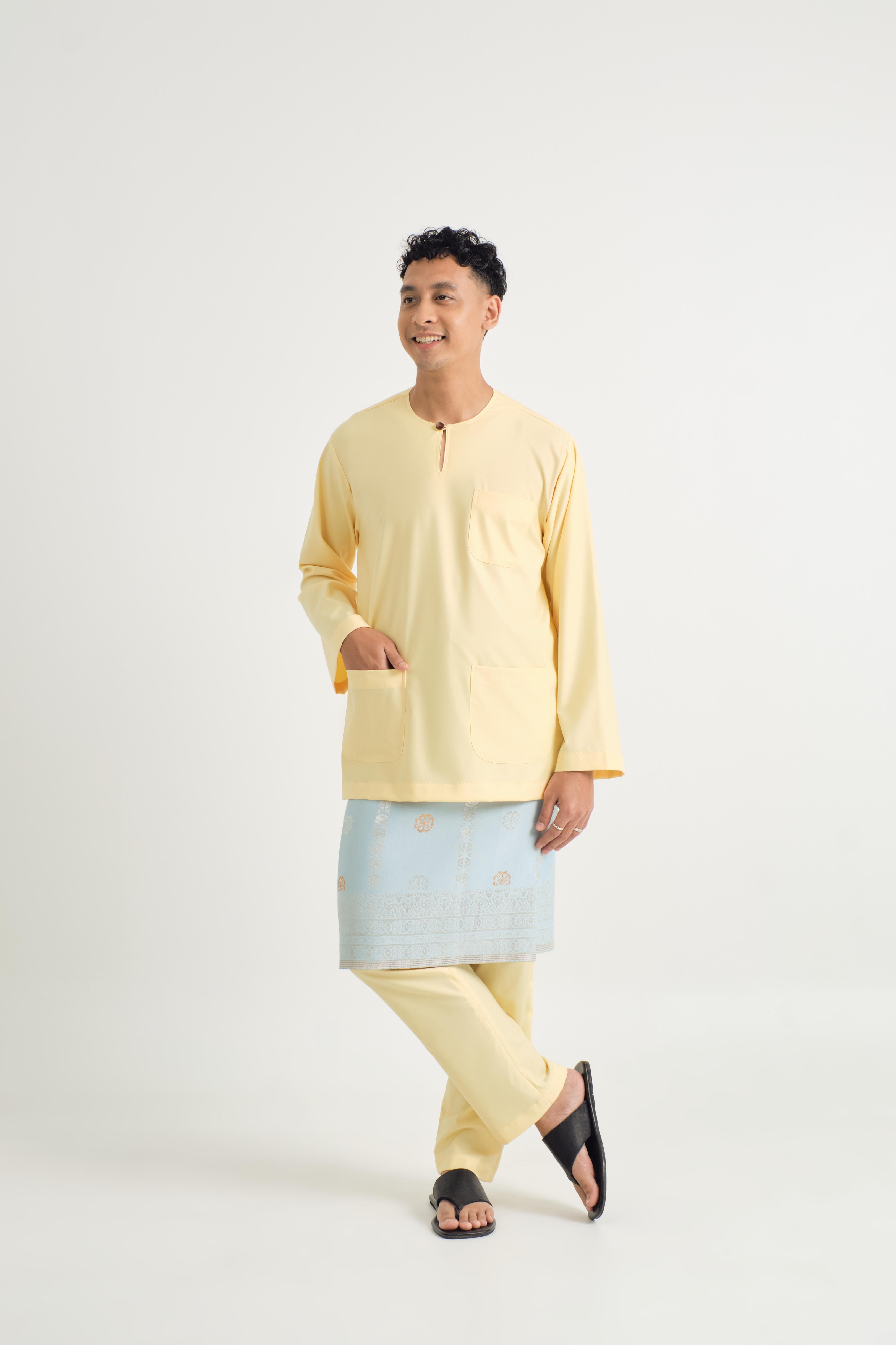 Patawali Classic Fit Baju Melayu Teluk Belanga - Soft Yellow