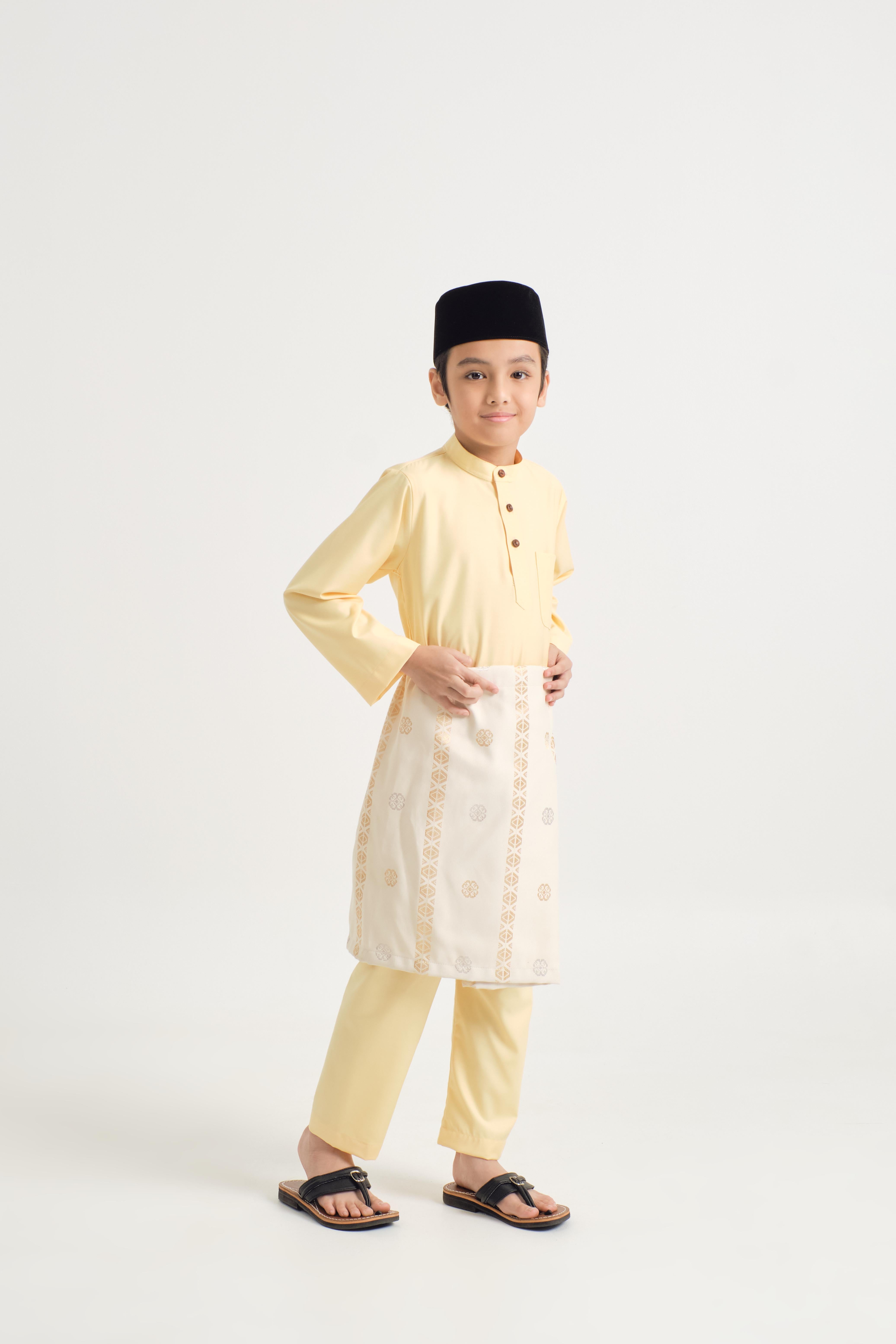 Patawali Boys Baju Melayu Cekak Musang - Soft Yellow