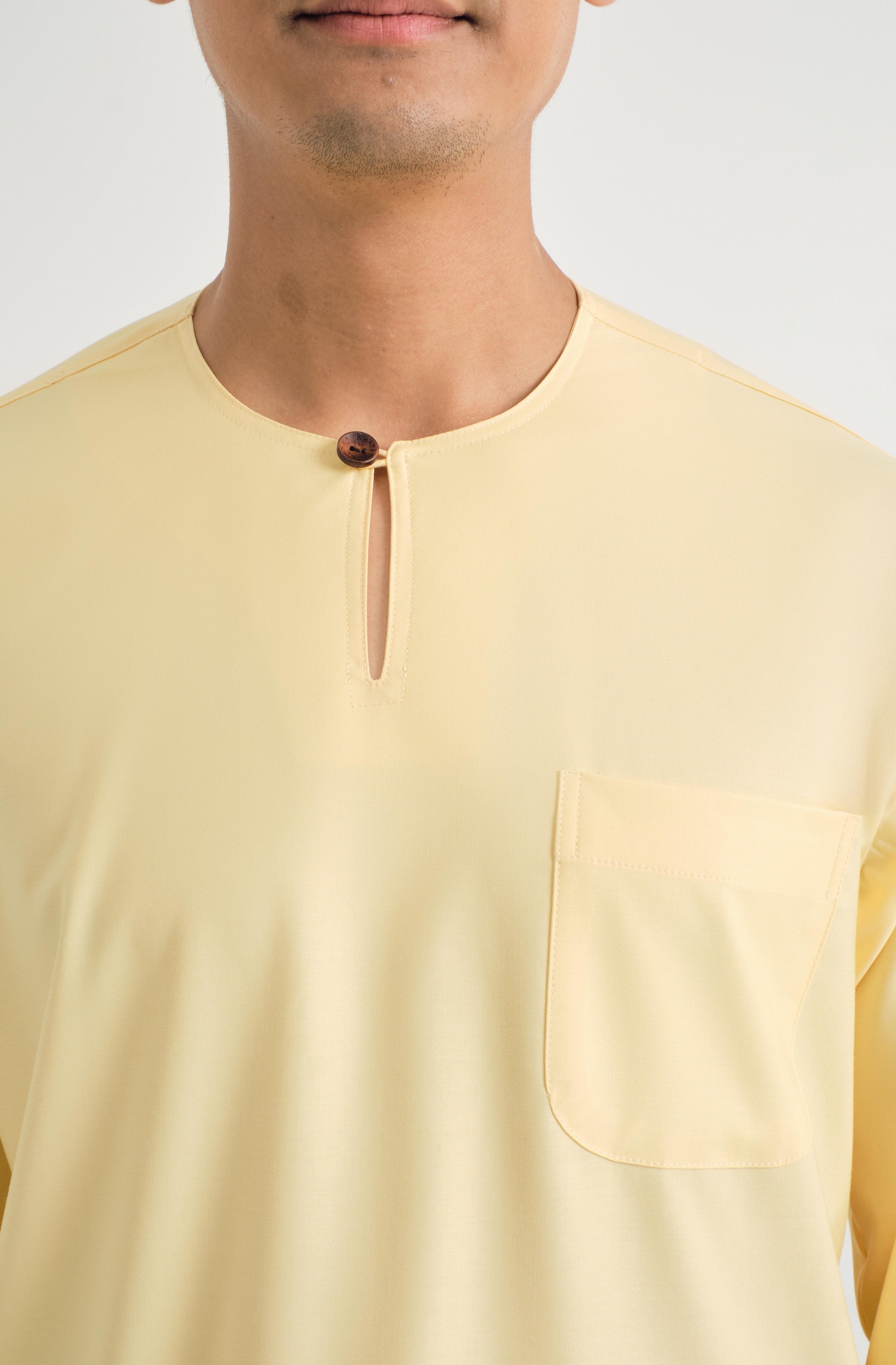 Patawali Classic Fit Baju Melayu Teluk Belanga - Soft Yellow