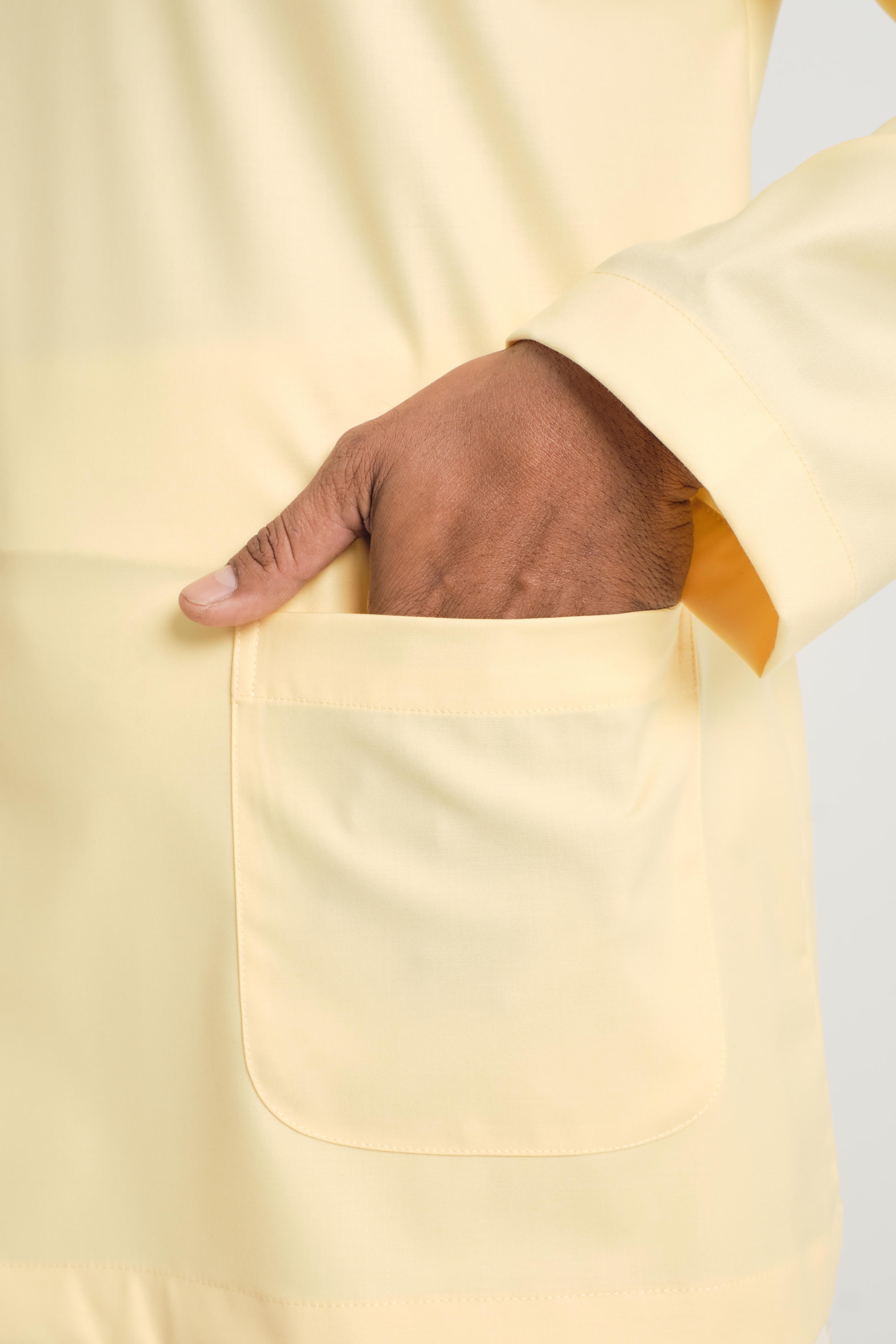 Patawali Modern Fit Baju Melayu Teluk Belanga - Soft Yellow