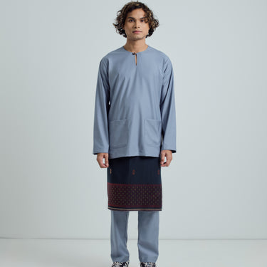 Patawali Modern Fit Baju Melayu Teluk Belanga - Stone Blue