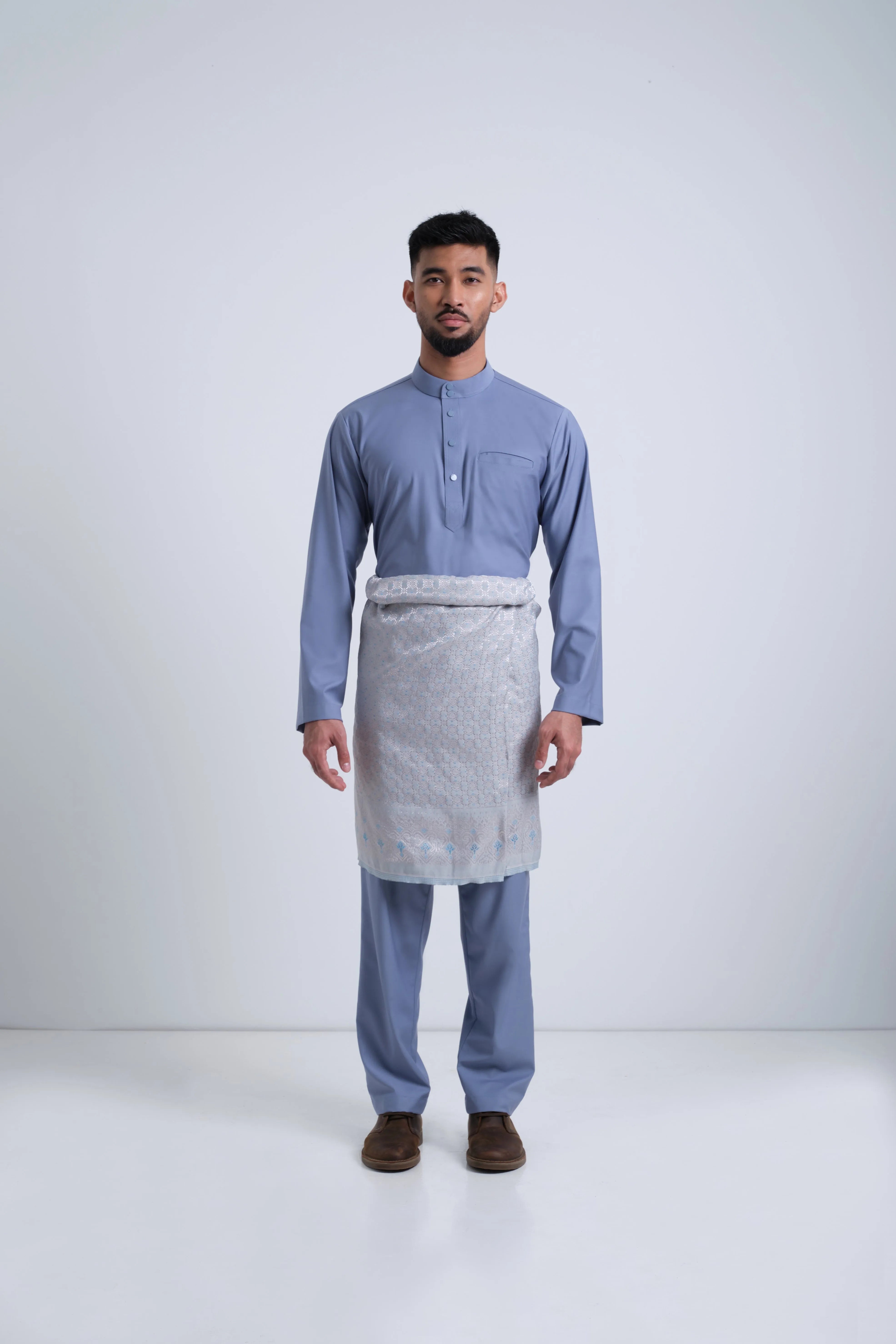 Patawali Baju Melayu Cekak Musang - Stone Blue