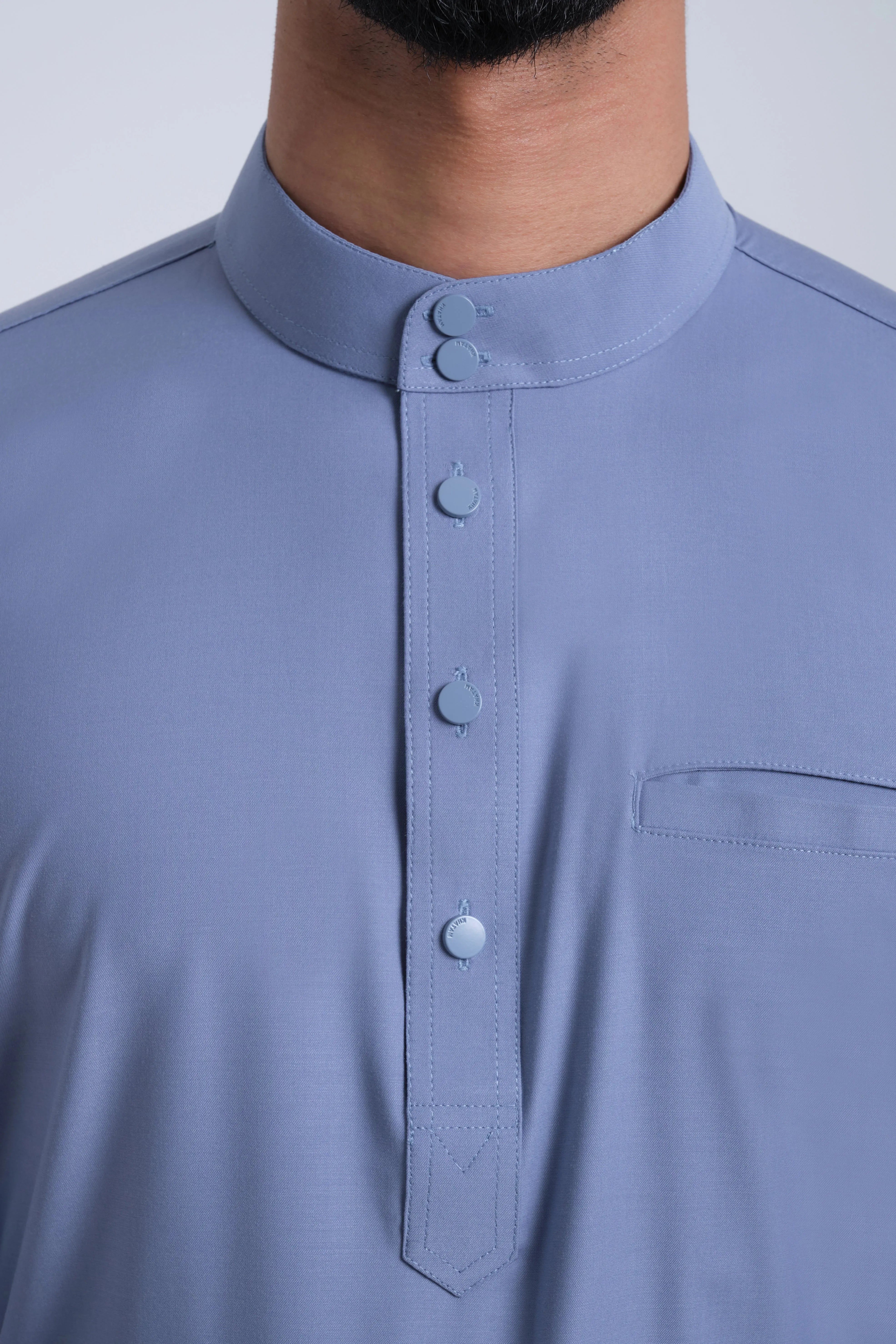 Patawali Baju Melayu Cekak Musang - Stone Blue