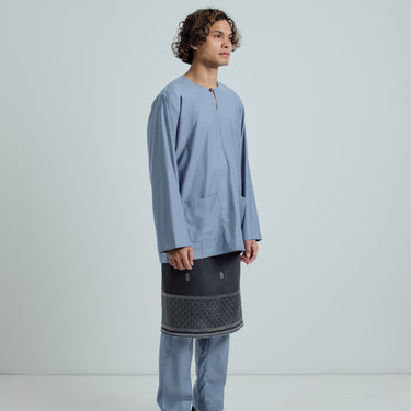 Patawali Classic Fit Baju Melayu Teluk Belanga - Stone Blue