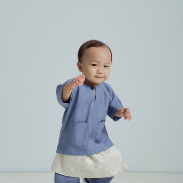 Patawali Baby Boys Baju Melayu Teluk Belanga - Stone Blue