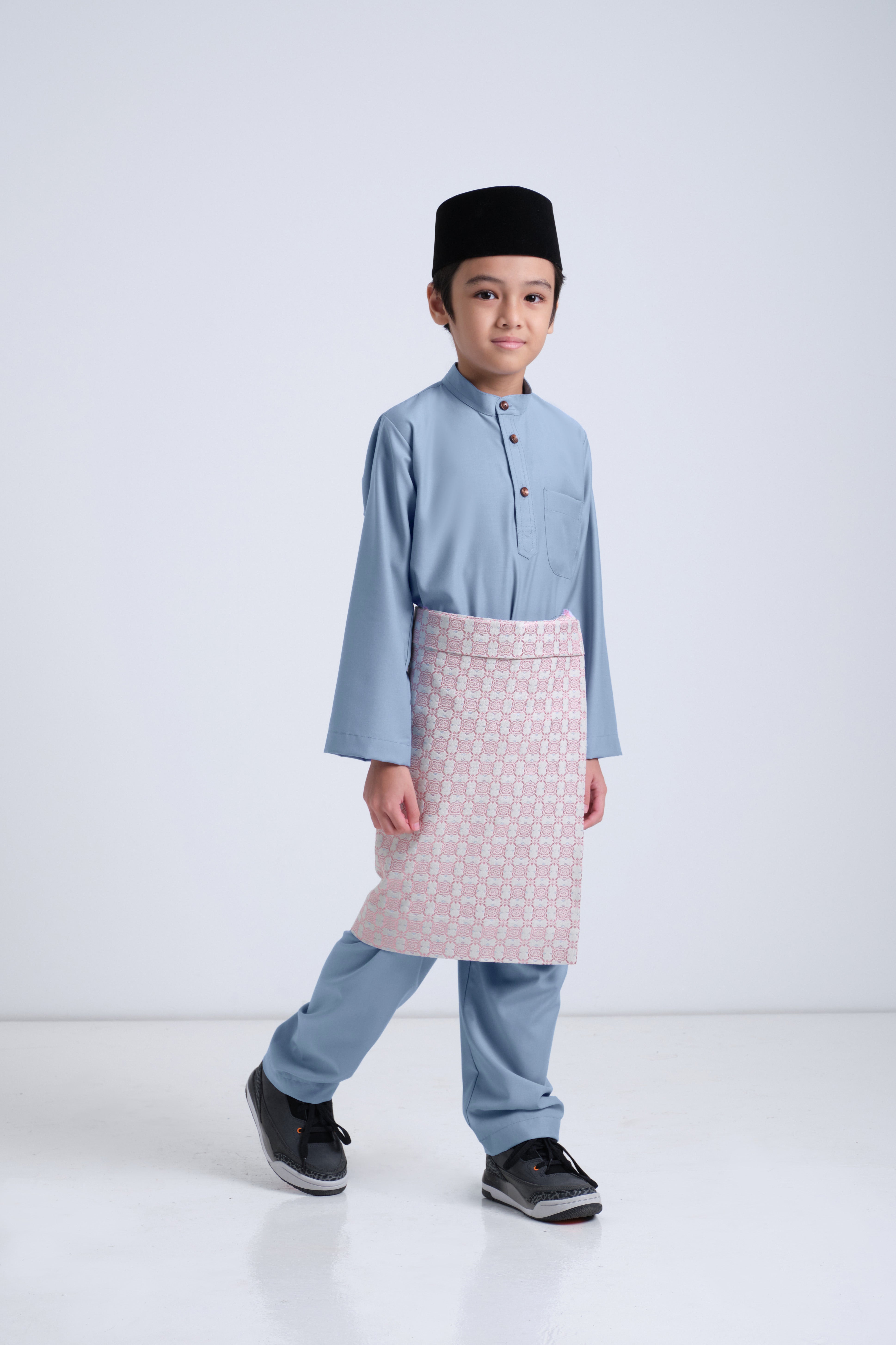 Patawali Boys Baju Melayu Cekak Musang - Stone Blue
