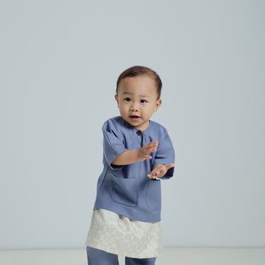 Patawali Baby Boys Baju Melayu Teluk Belanga - Stone Blue