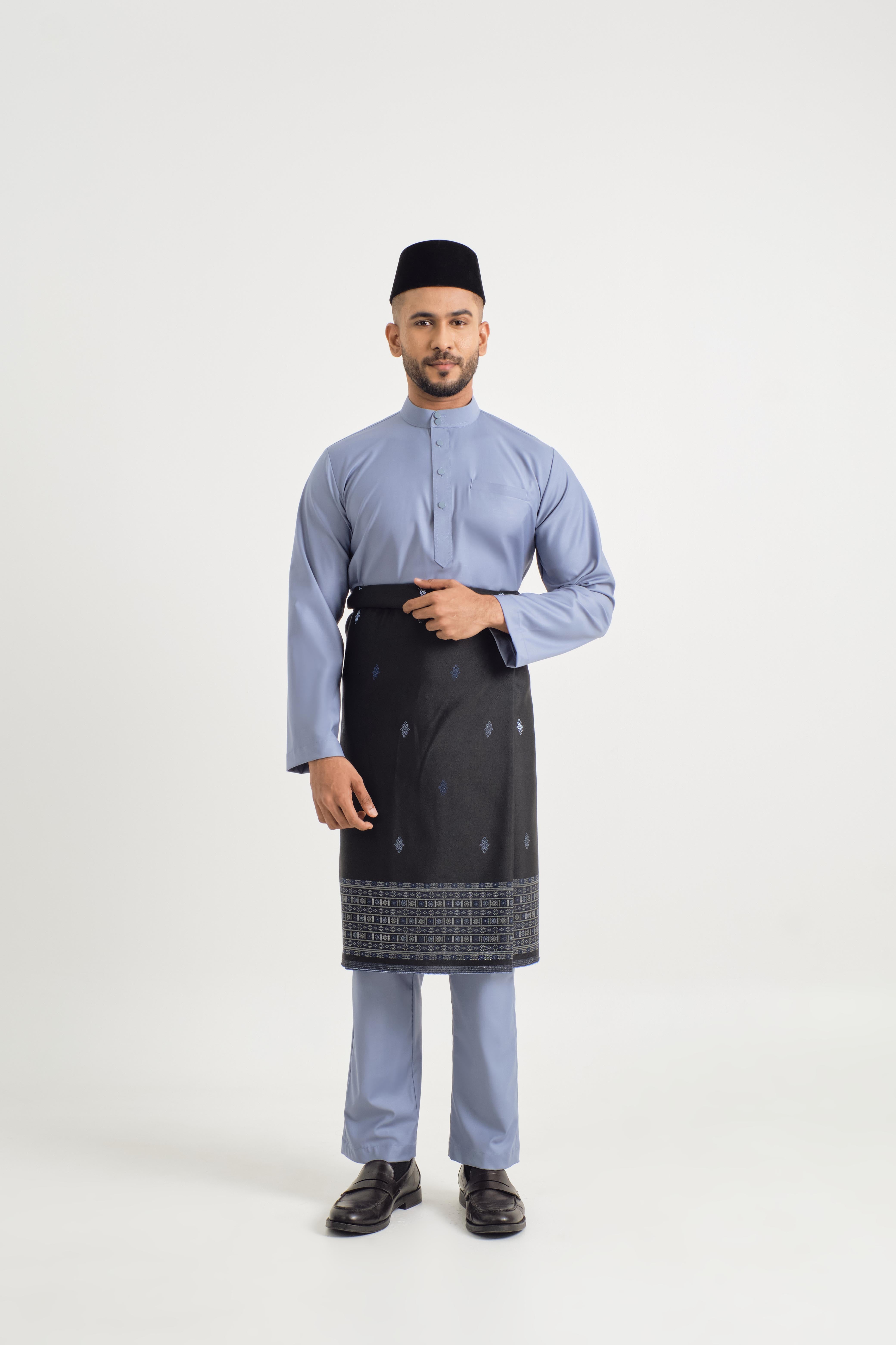 Patawali Baju Melayu Cekak Musang - Stone Blue