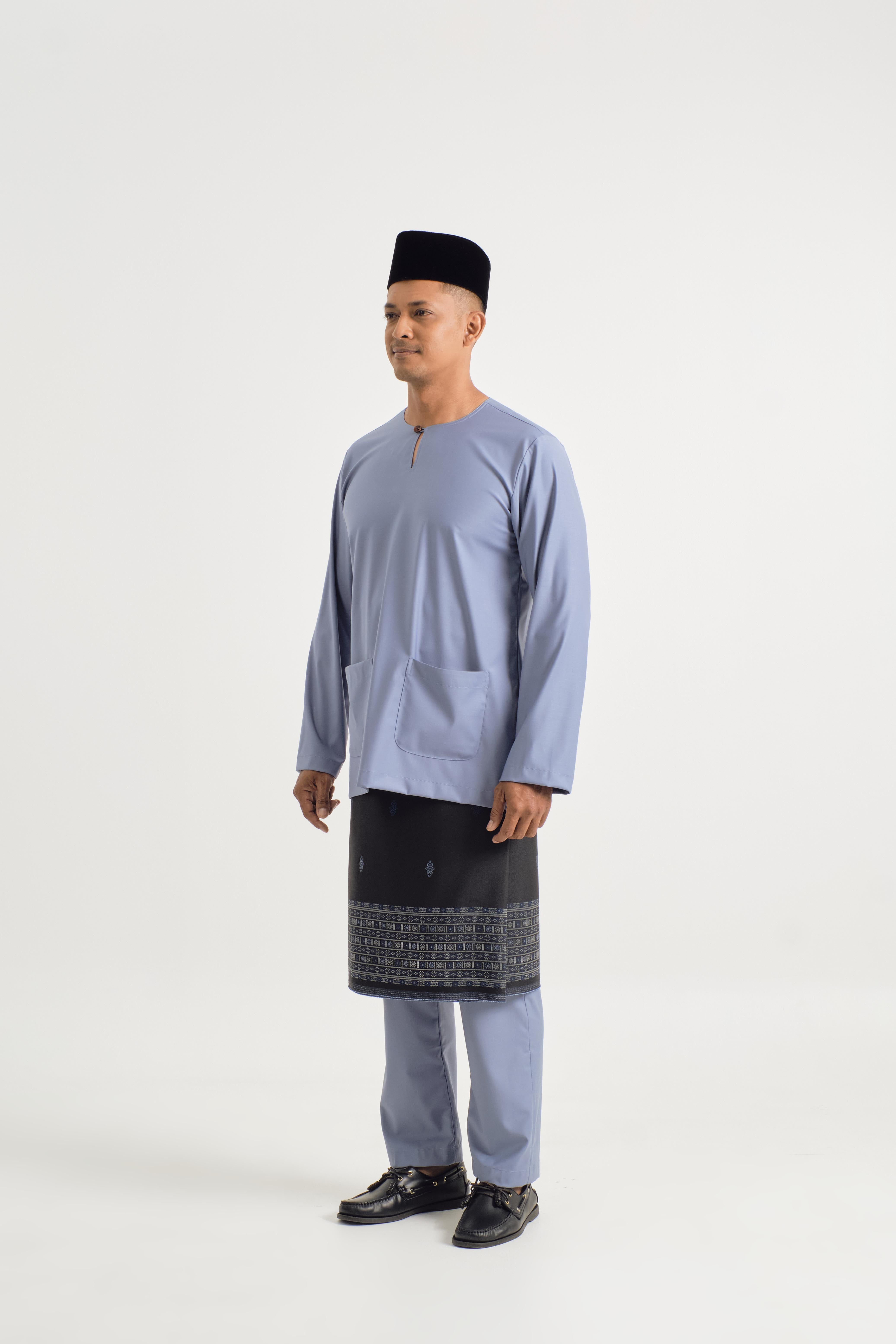 Patawali Modern Fit Baju Melayu Teluk Belanga - Stone Blue