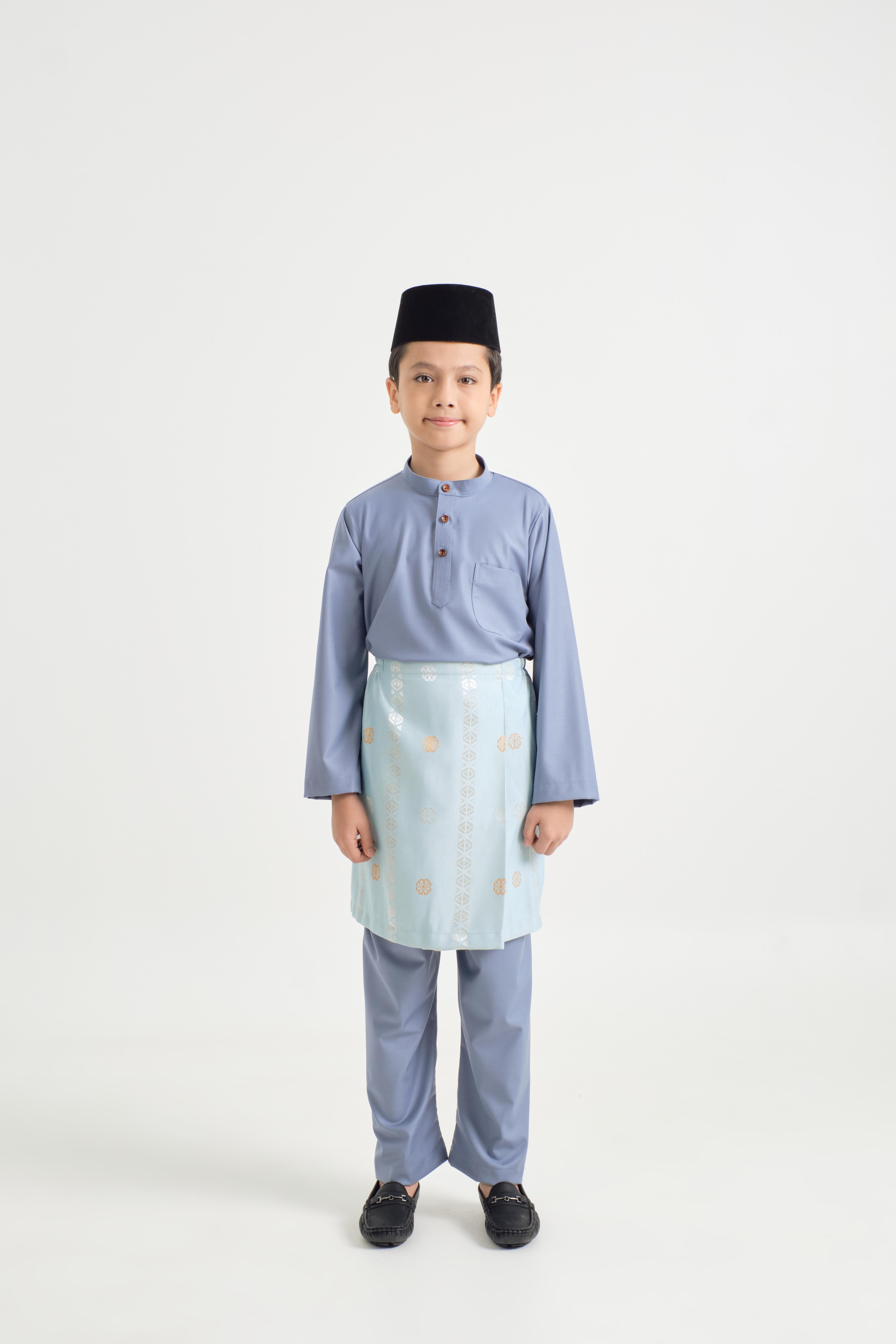 Patawali Boys Baju Melayu Cekak Musang - Stone Blue