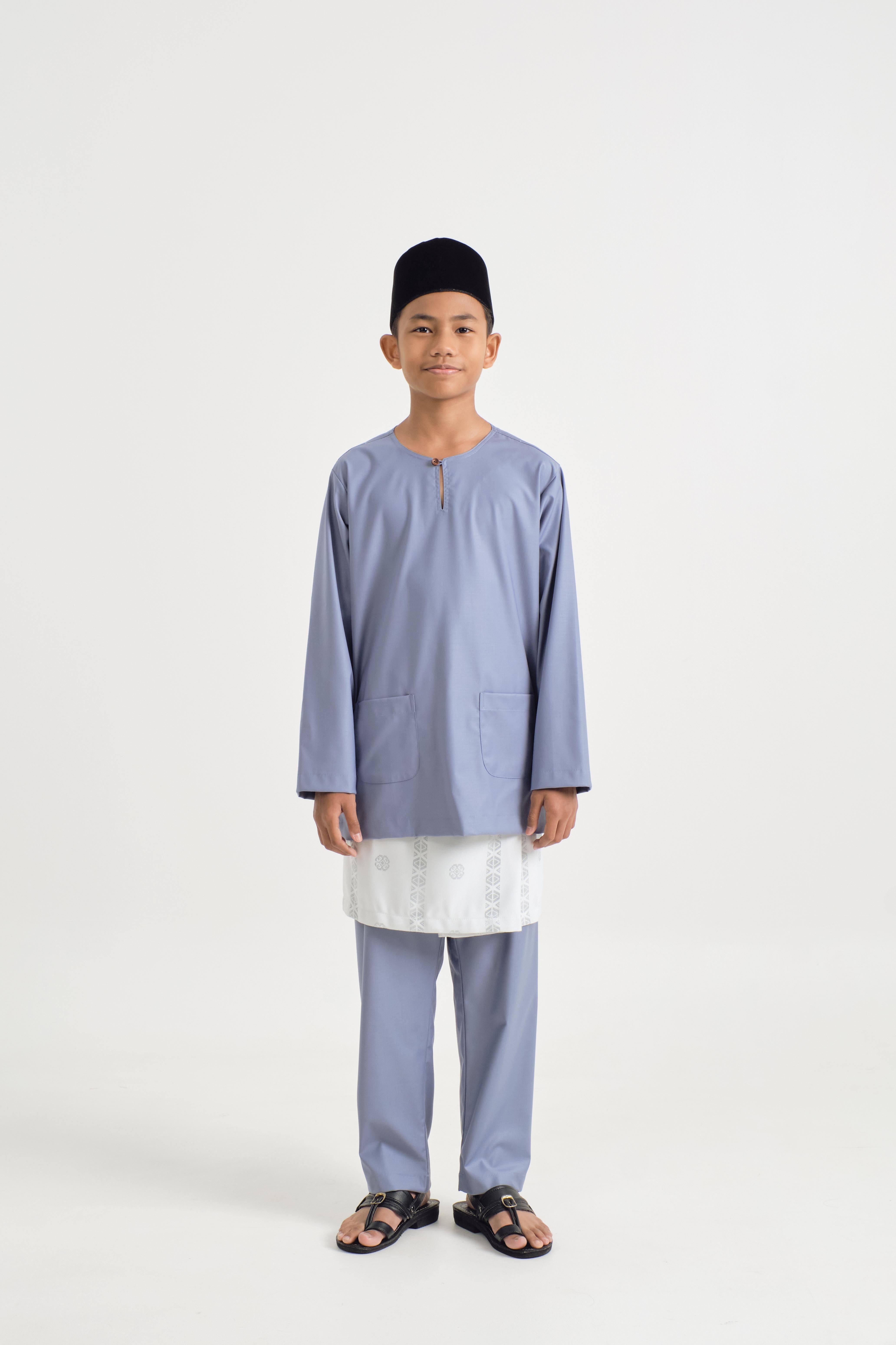 Patawali Boys Baju Melayu Teluk Belanga - Stone Blue