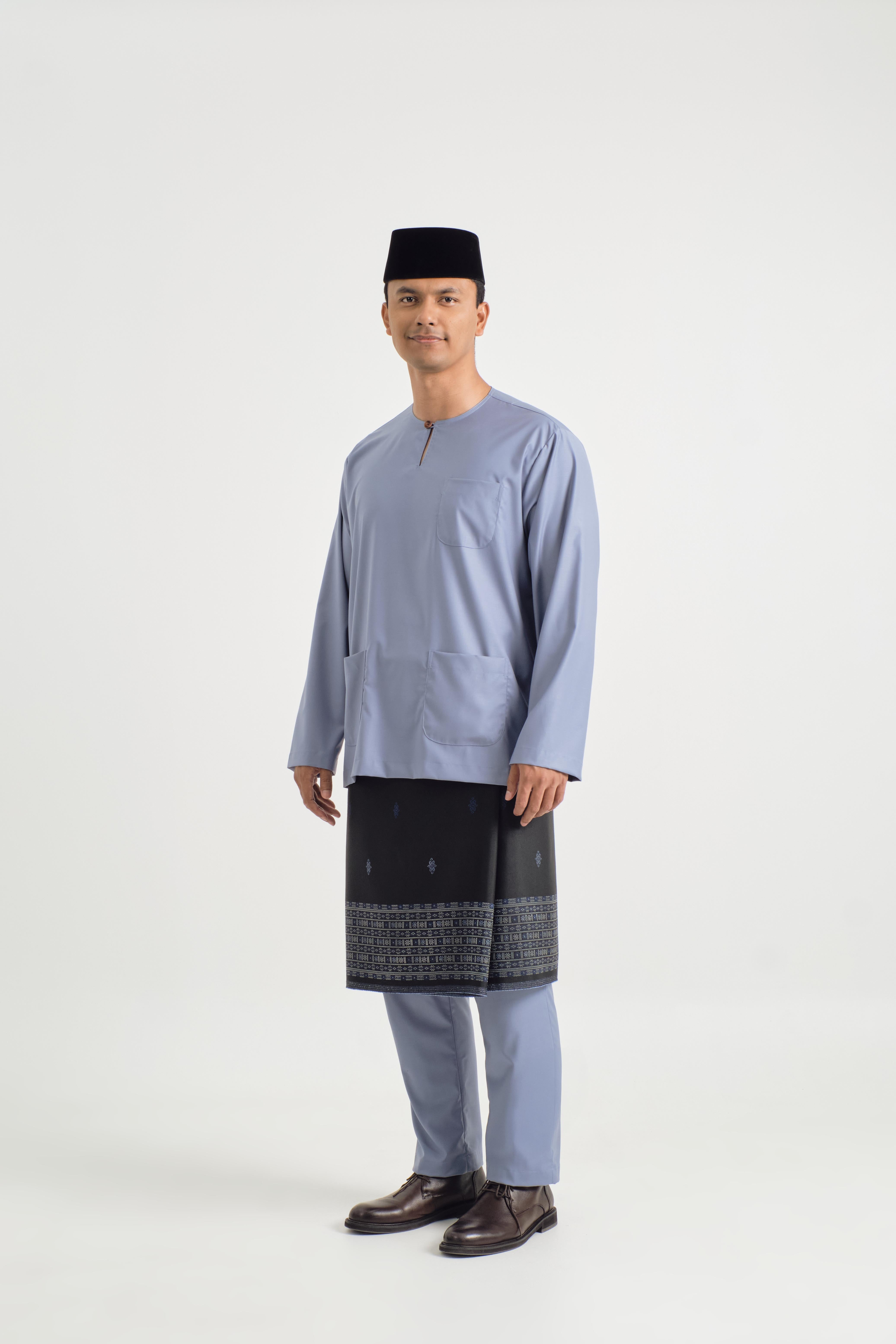 Patawali Classic Fit Baju Melayu Teluk Belanga - Stone Blue