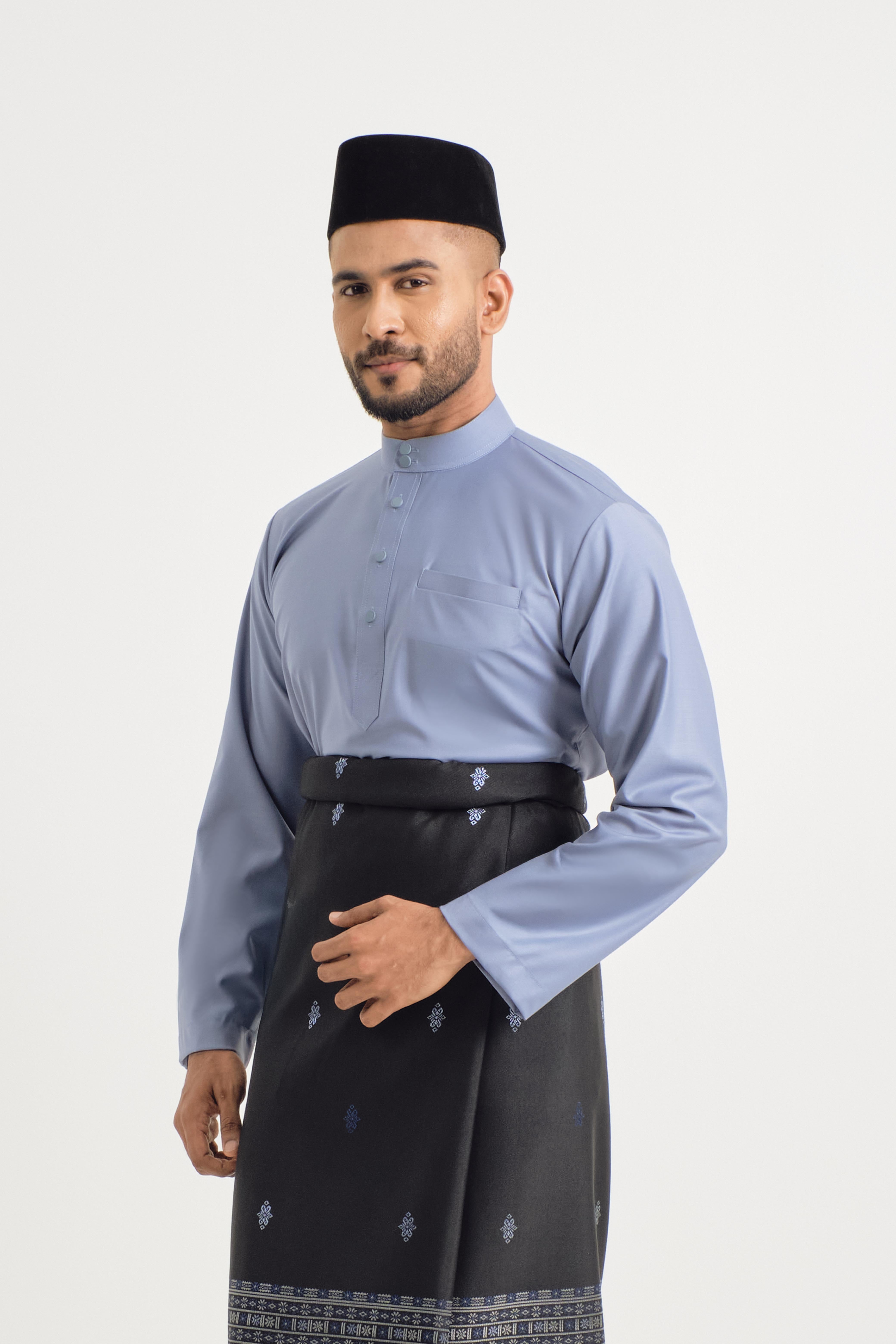 Patawali Baju Melayu Cekak Musang - Stone Blue