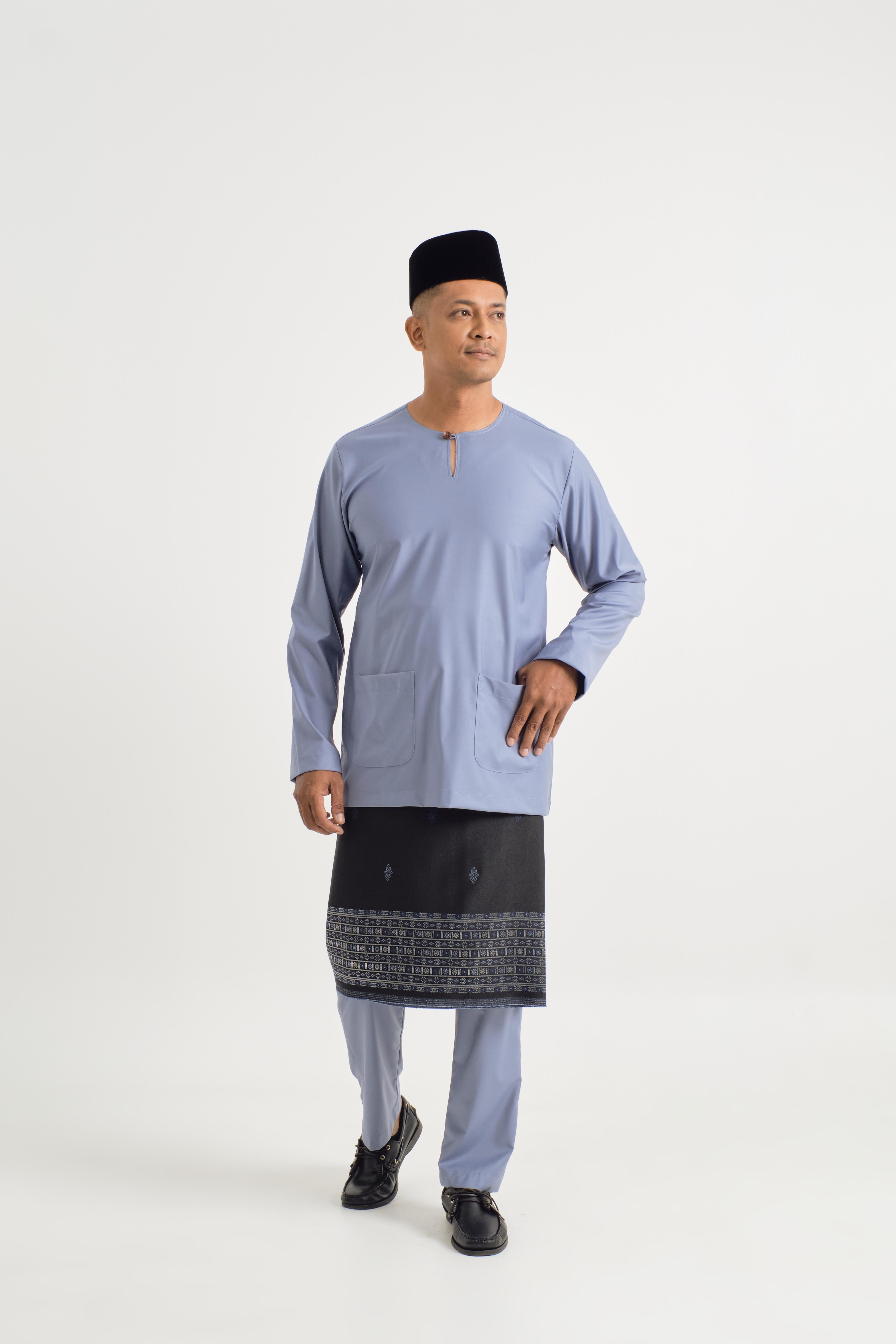 Patawali Modern Fit Baju Melayu Teluk Belanga - Stone Blue