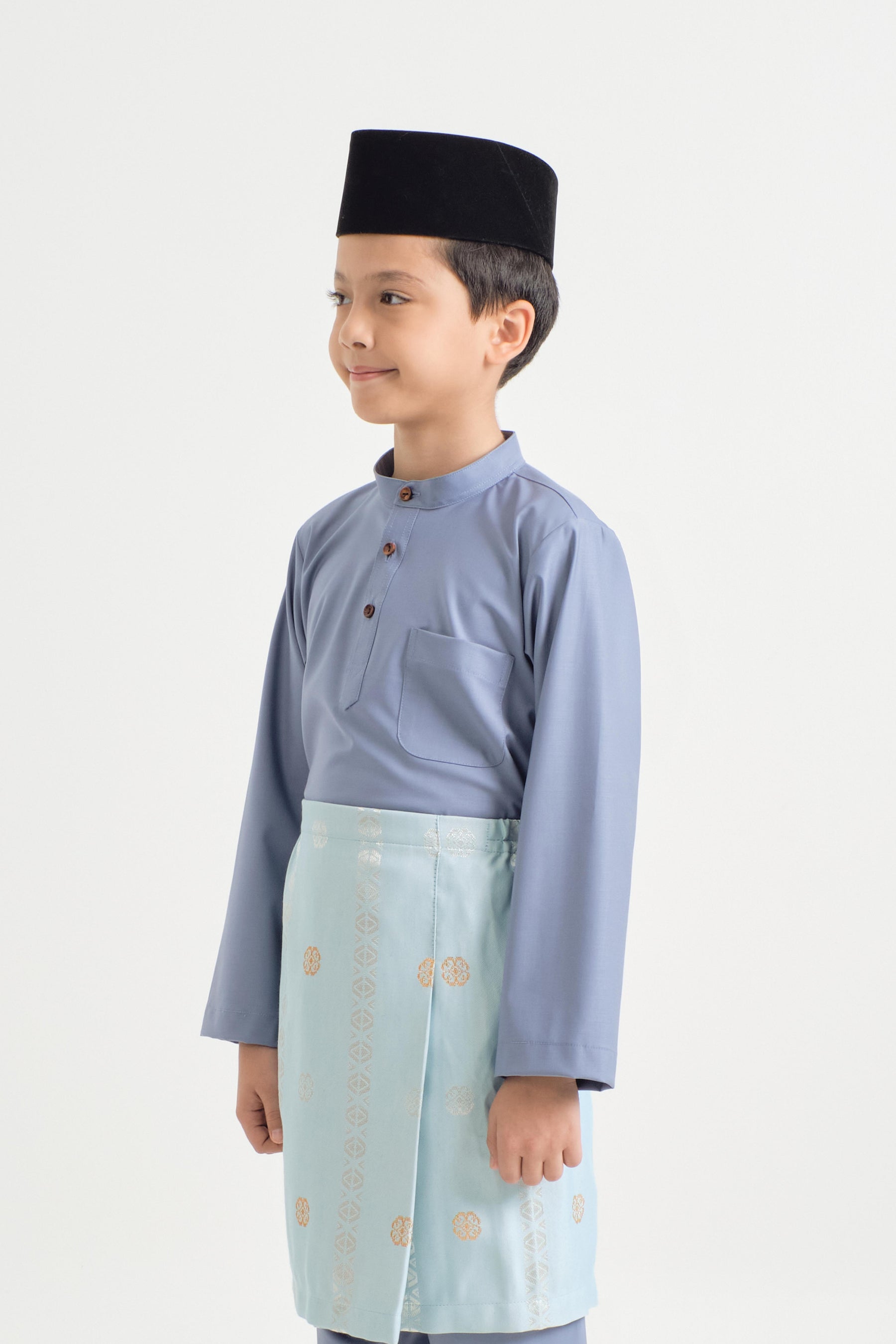 Patawali Boys Baju Melayu Cekak Musang - Stone Blue