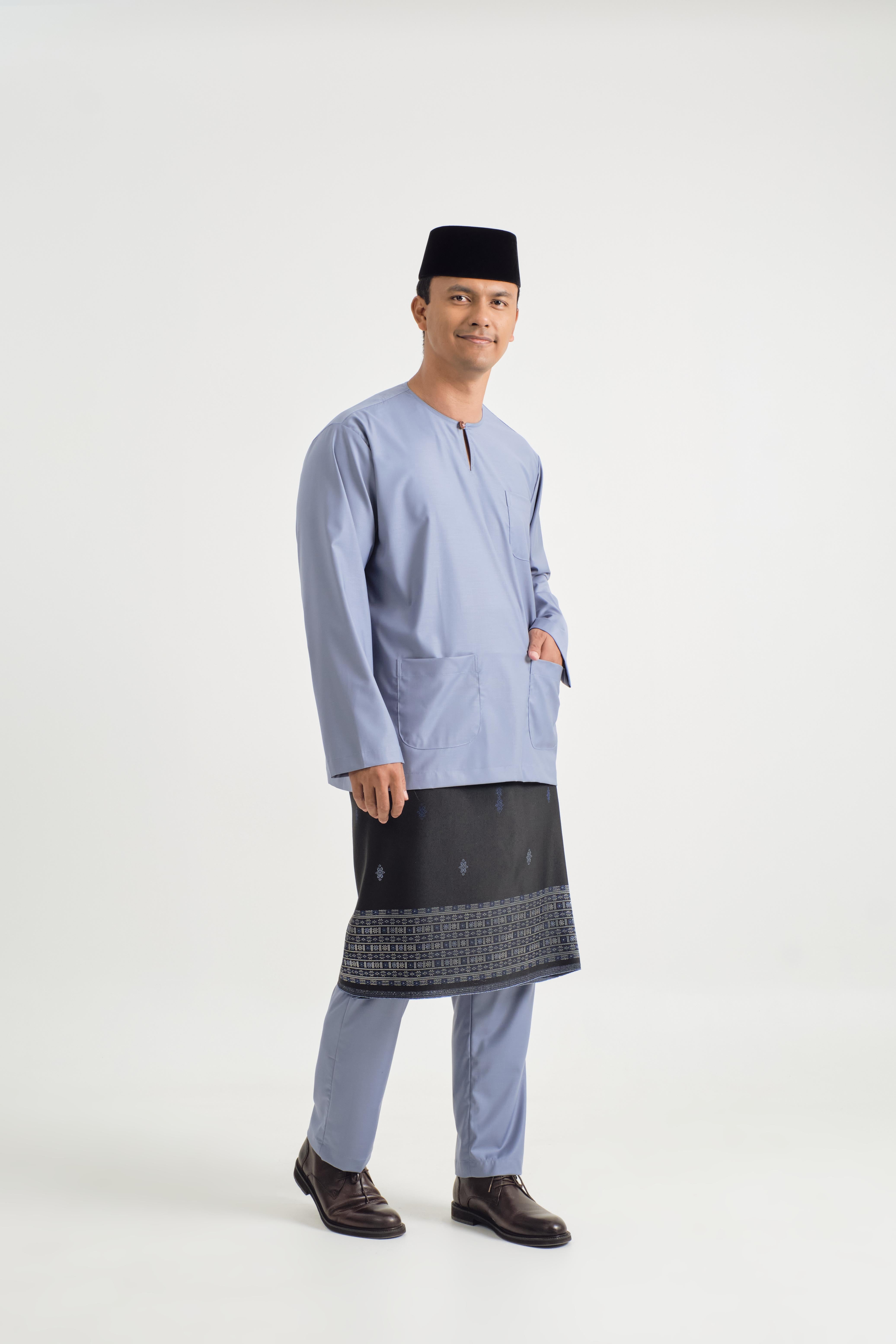 Patawali Classic Fit Baju Melayu Teluk Belanga - Stone Blue