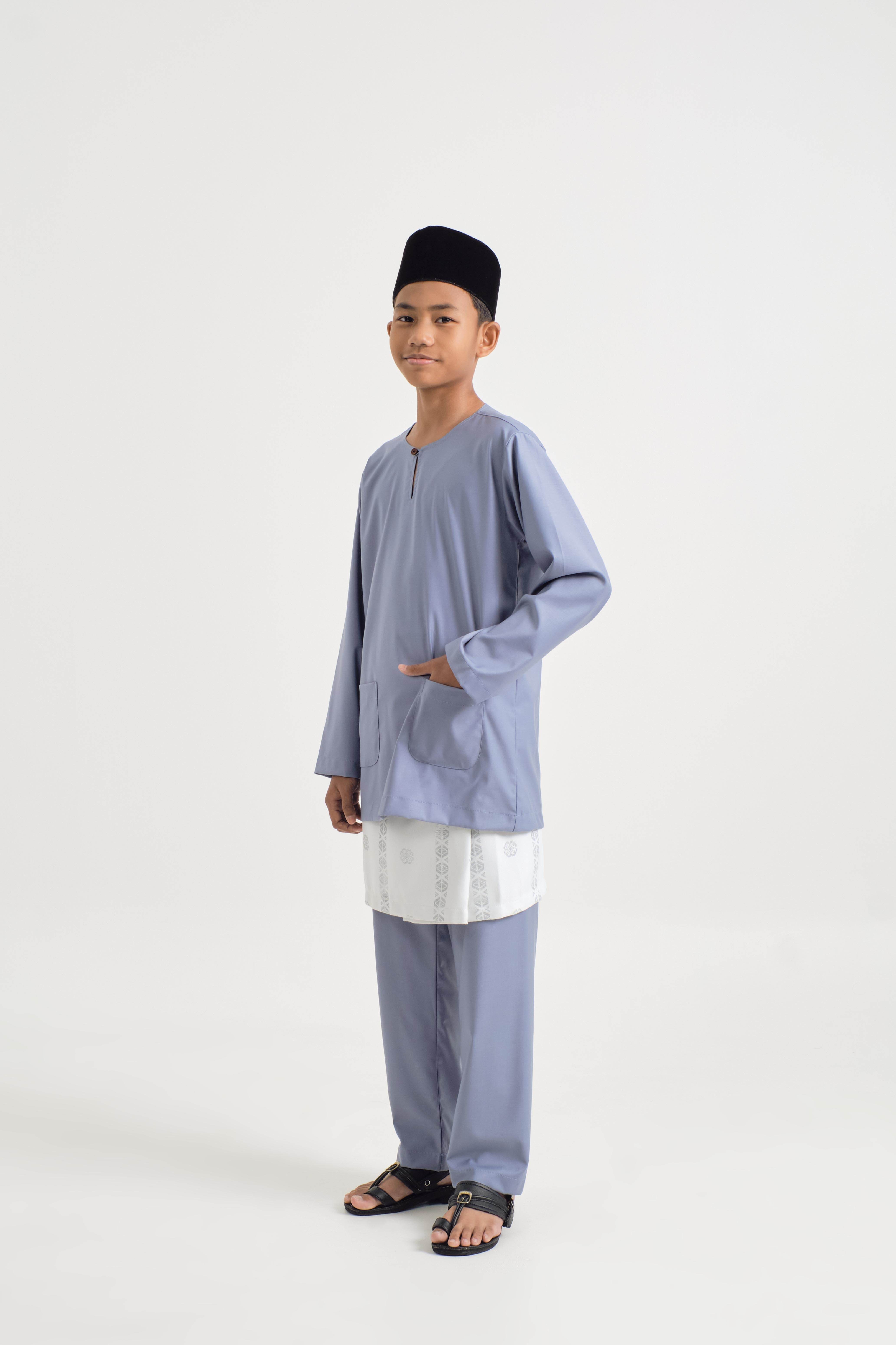 Patawali Boys Baju Melayu Teluk Belanga - Stone Blue