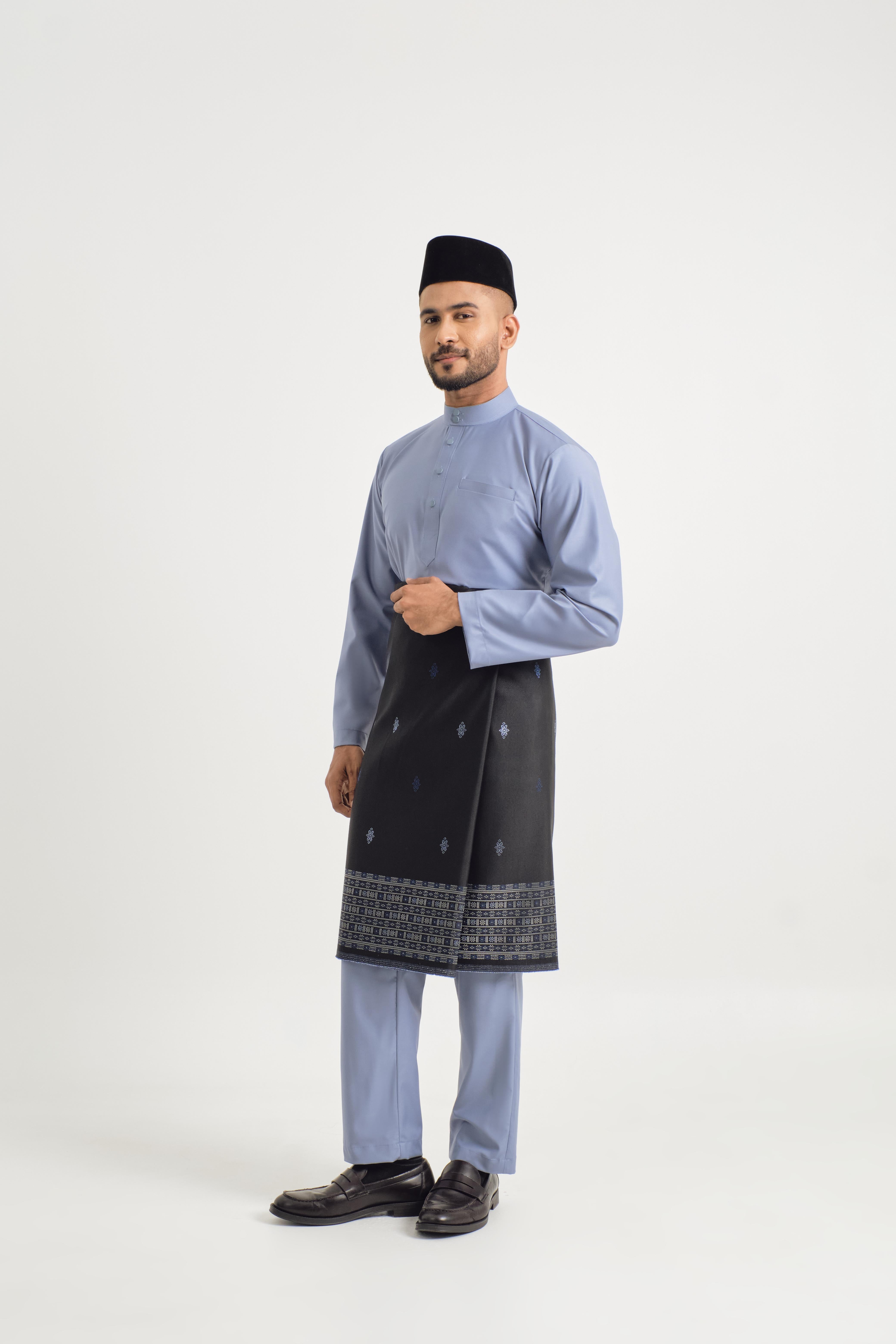 Patawali Baju Melayu Cekak Musang - Stone Blue