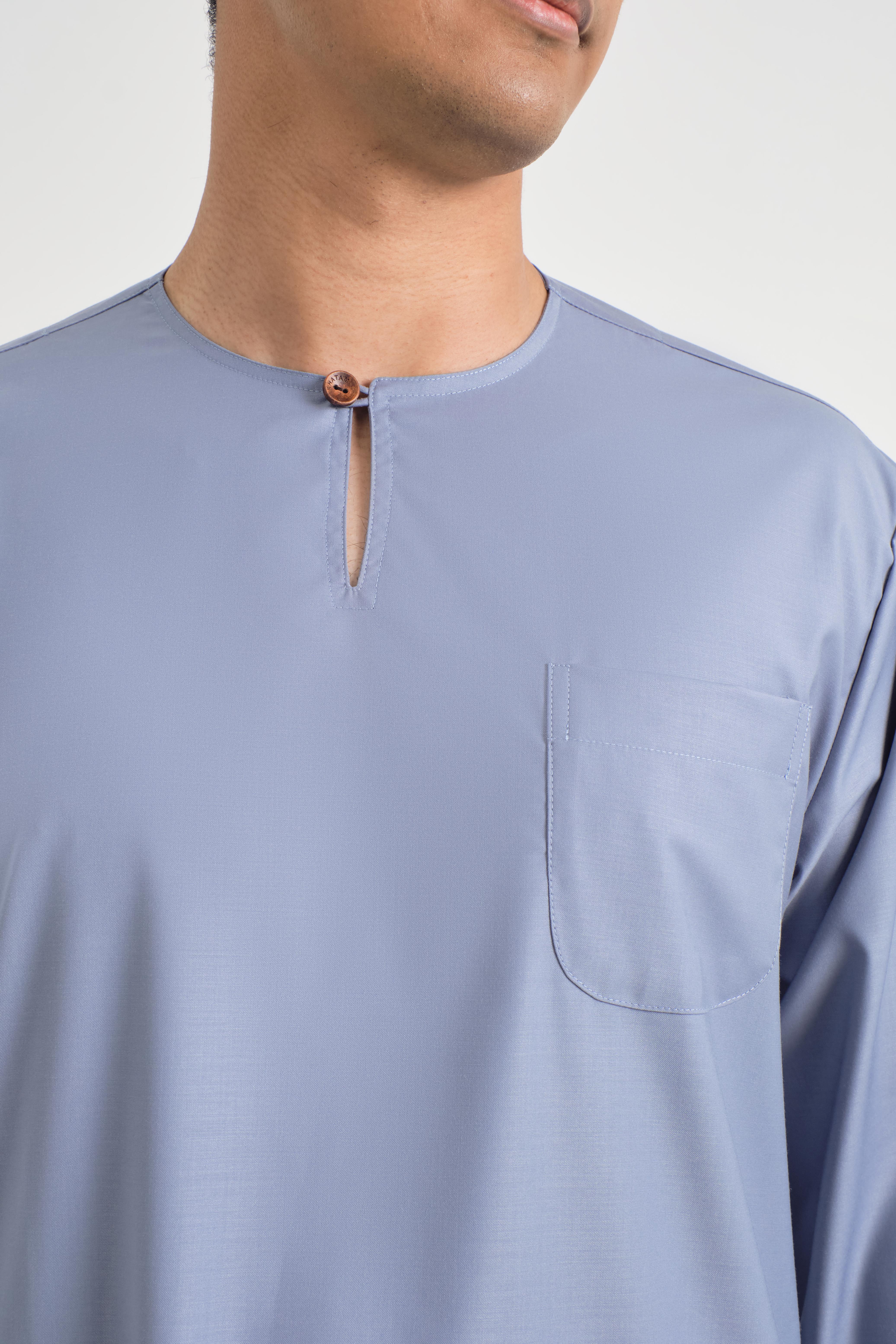 Patawali Classic Fit Baju Melayu Teluk Belanga - Stone Blue