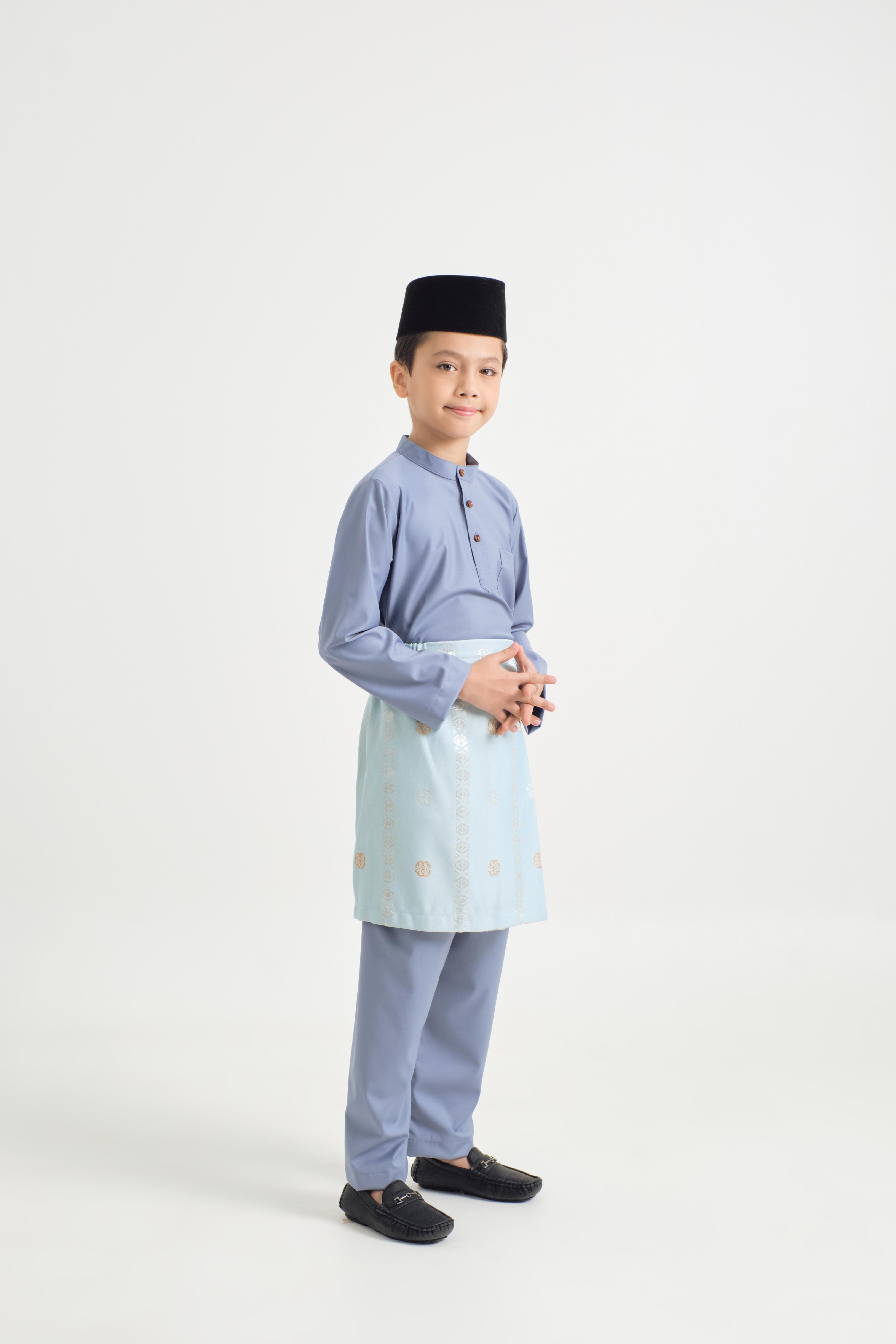 Patawali Boys Baju Melayu Cekak Musang - Stone Blue