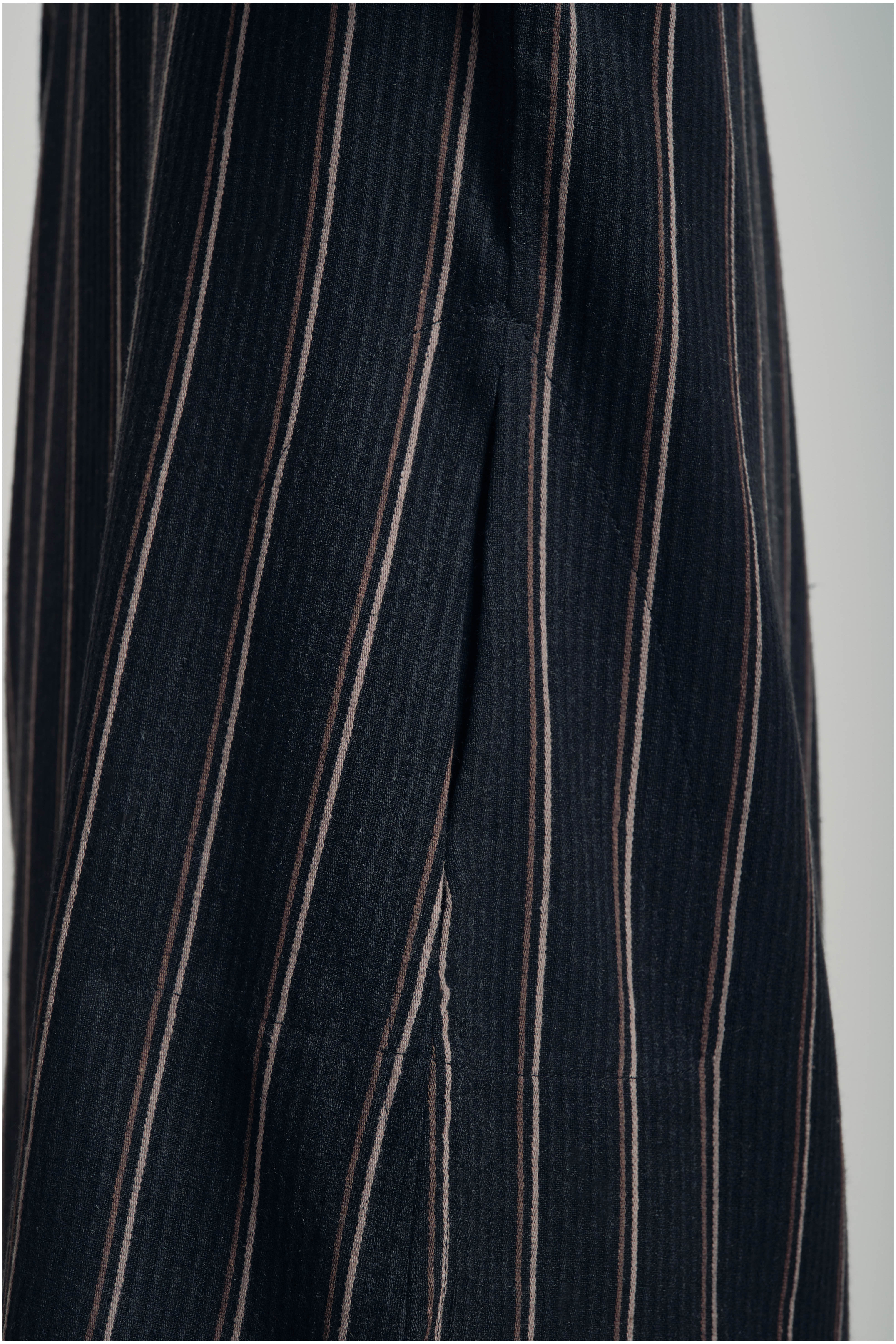 Mansoor Three Quarter Sleeve Top - Black Brown Stripe