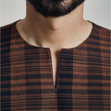 Mansoor Three Quarter Sleeve Top - Copper Black Stripe