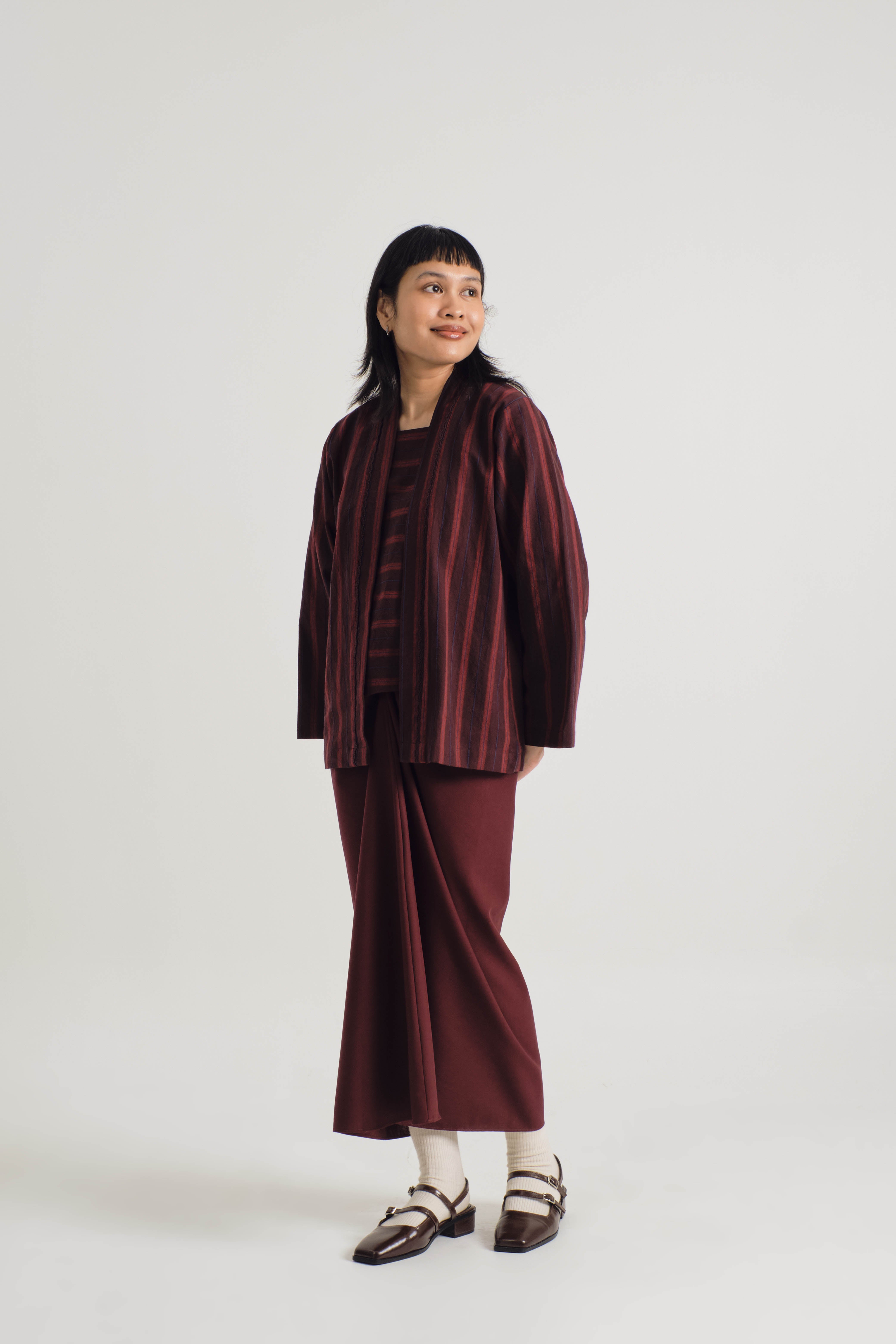 Palong Kebaya Pendek - Stripe Burgundy